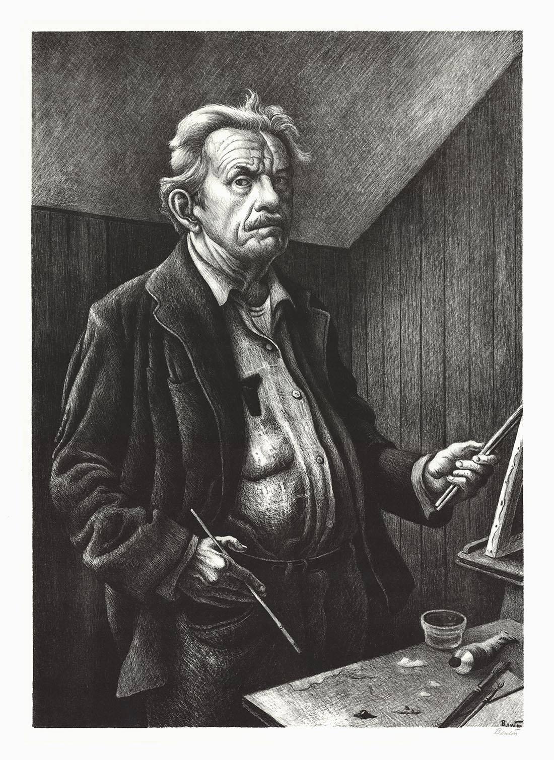 Thomas Hart Benton Portrait Print - Self-Portrait.