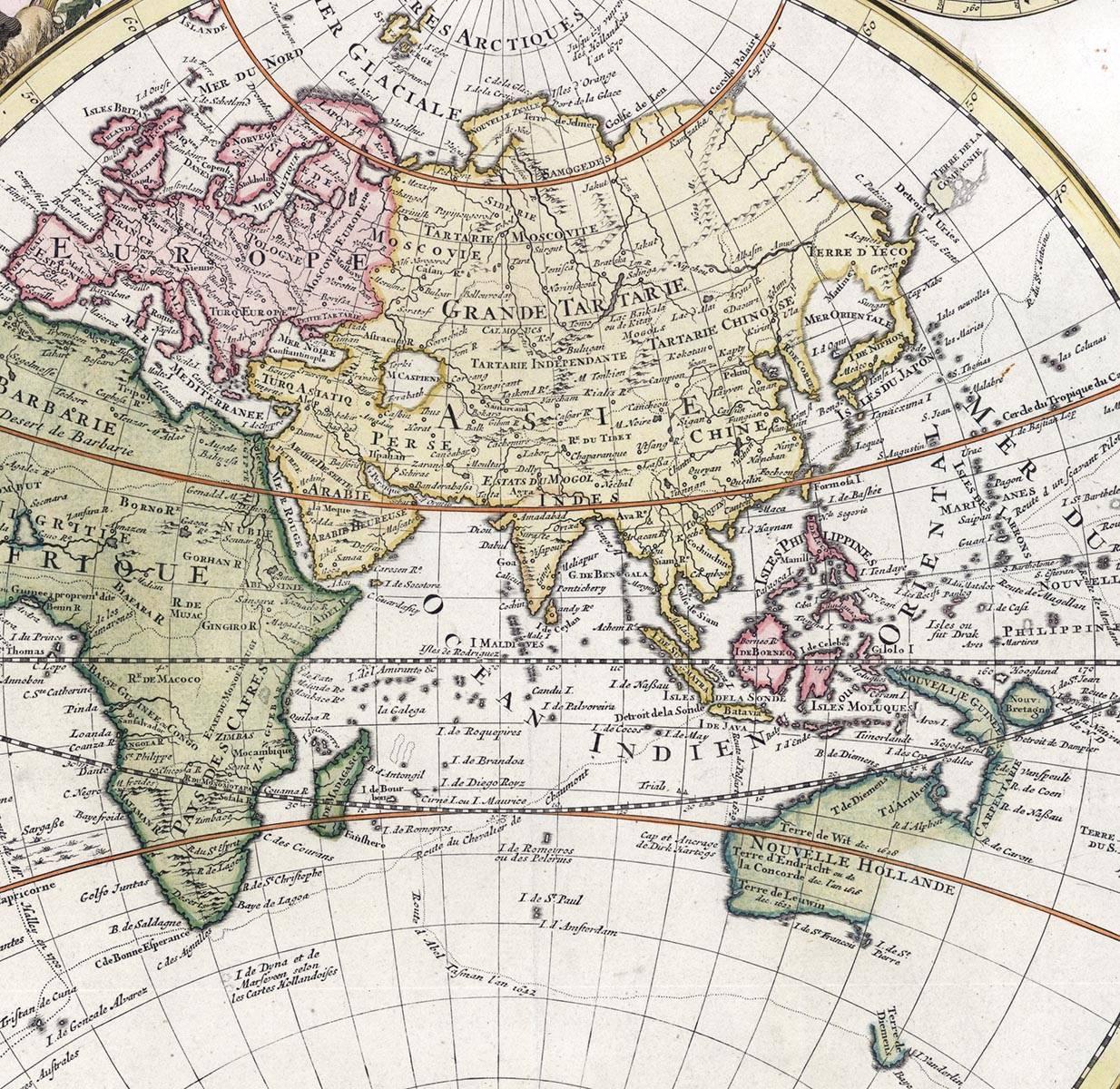 Mappe-Monde Dresse sur les Observations de Mrs. De L'Academie Royale des Science For Sale 2