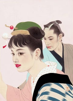 Peinture originale pour la couverture d'un magazine ou d'un roman de romance japonais