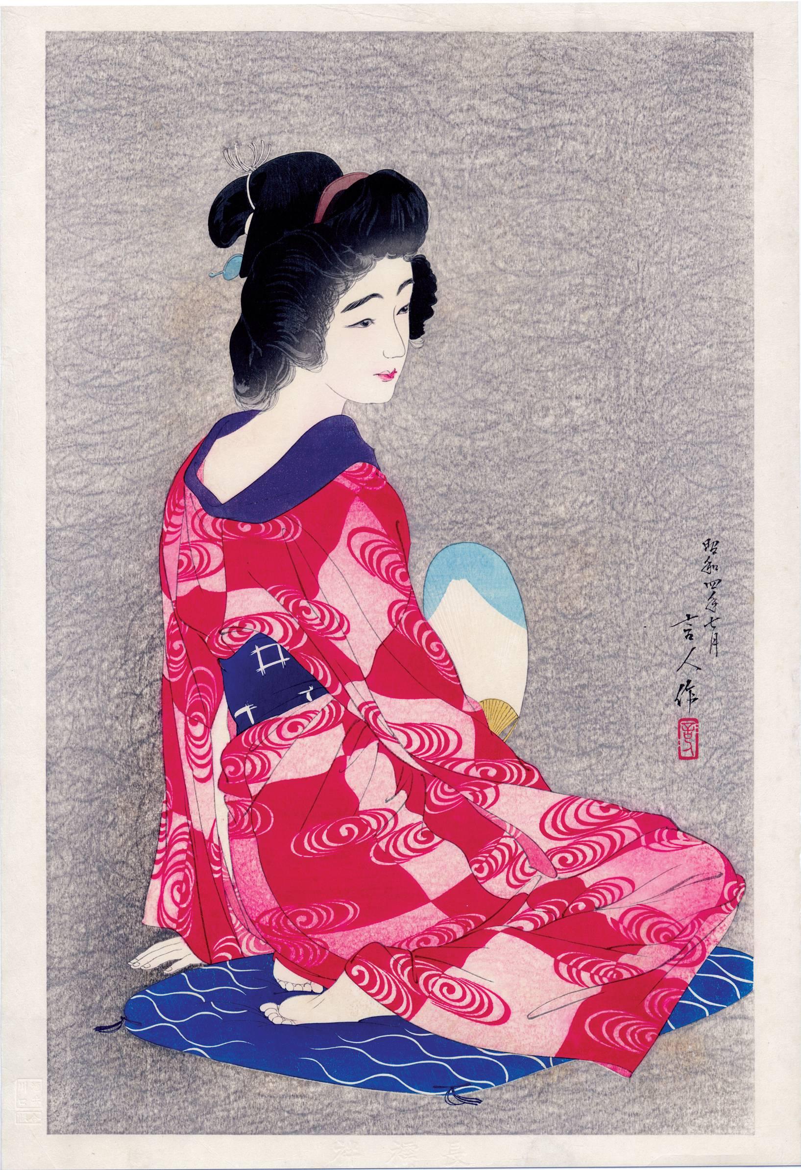 Torii Kotondo Figurative Print - Long Undergarment (Nagajuban)