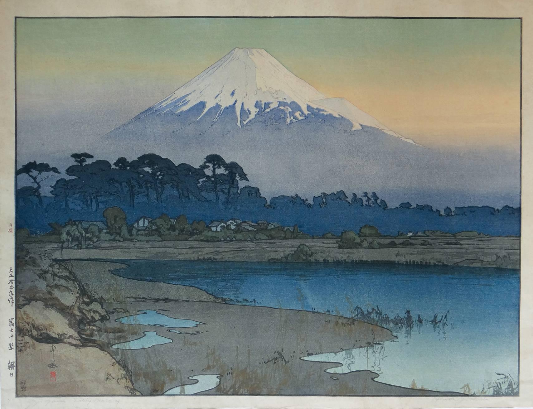 Hiroshi Yoshida Landscape Print - Mount Fuji: First Light of the Sun