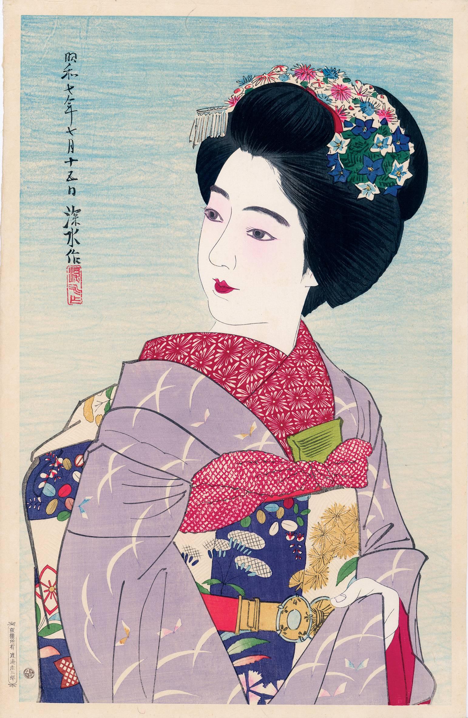 Ito Shinsui Figurative Print - Young Geisha (Maiko)