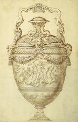 Antique Design for a Flask with Swing-Handle with Poseidon Holding His Triton