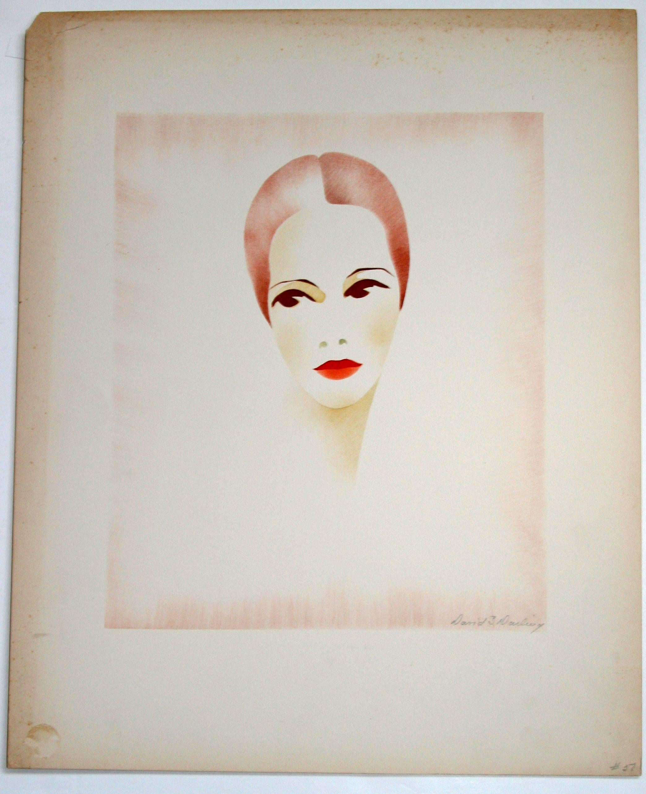Portrait of the artist's wife, Mollie Shuger Darling. - Print by David T. Darling