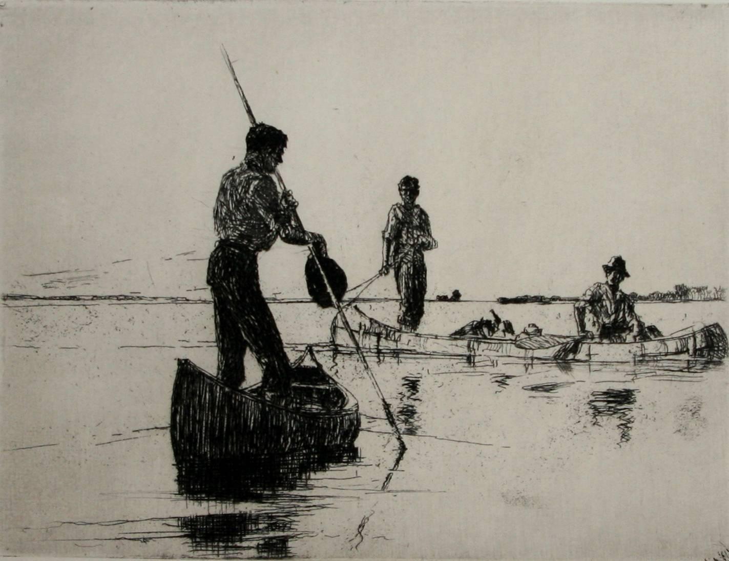 Frank Weston Benson Landscape Print - Two Canoes.