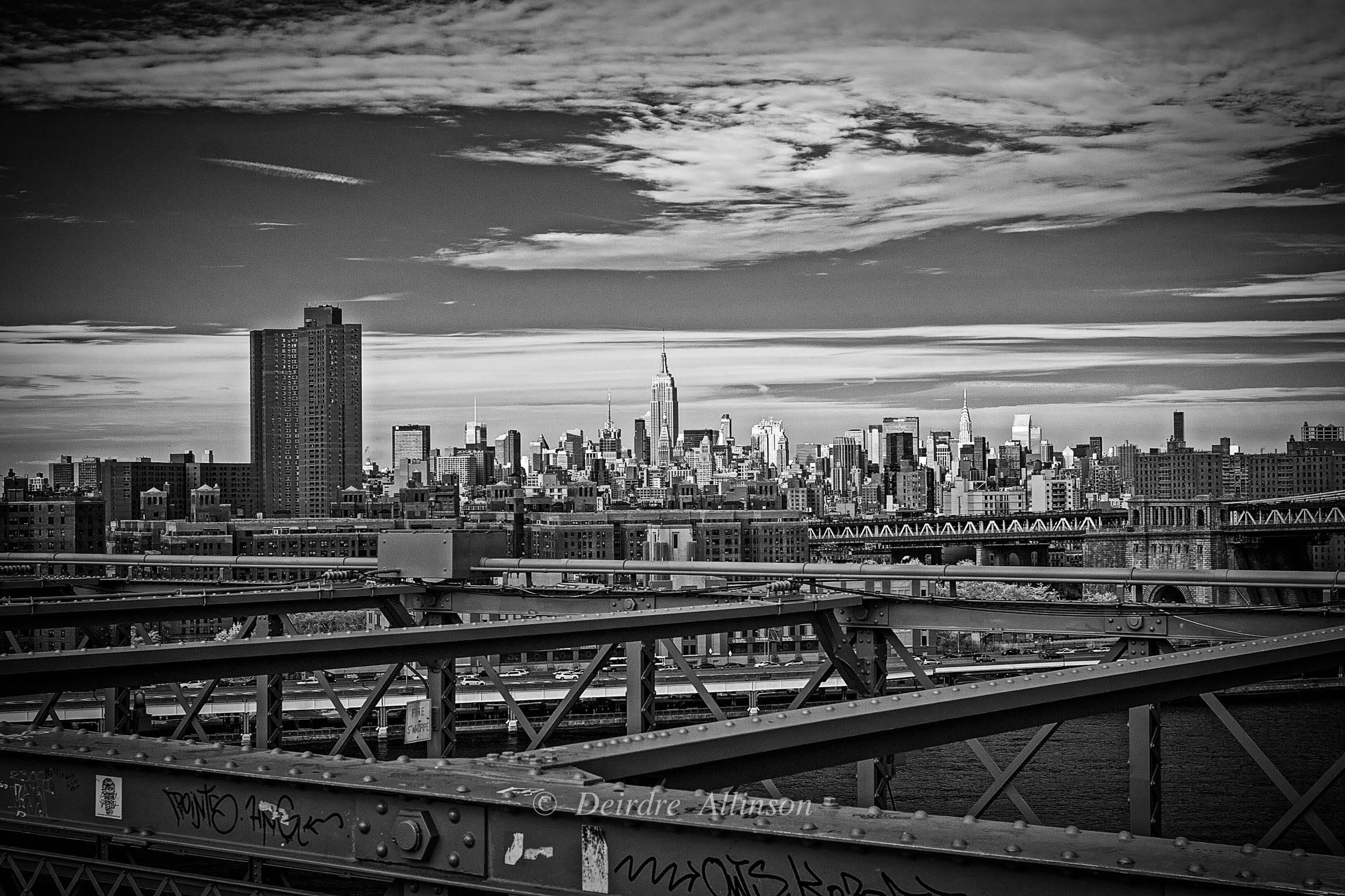Deirdre Allinson Black and White Photograph - Sky over Manhattan: a View from the Brooklyn Bridge