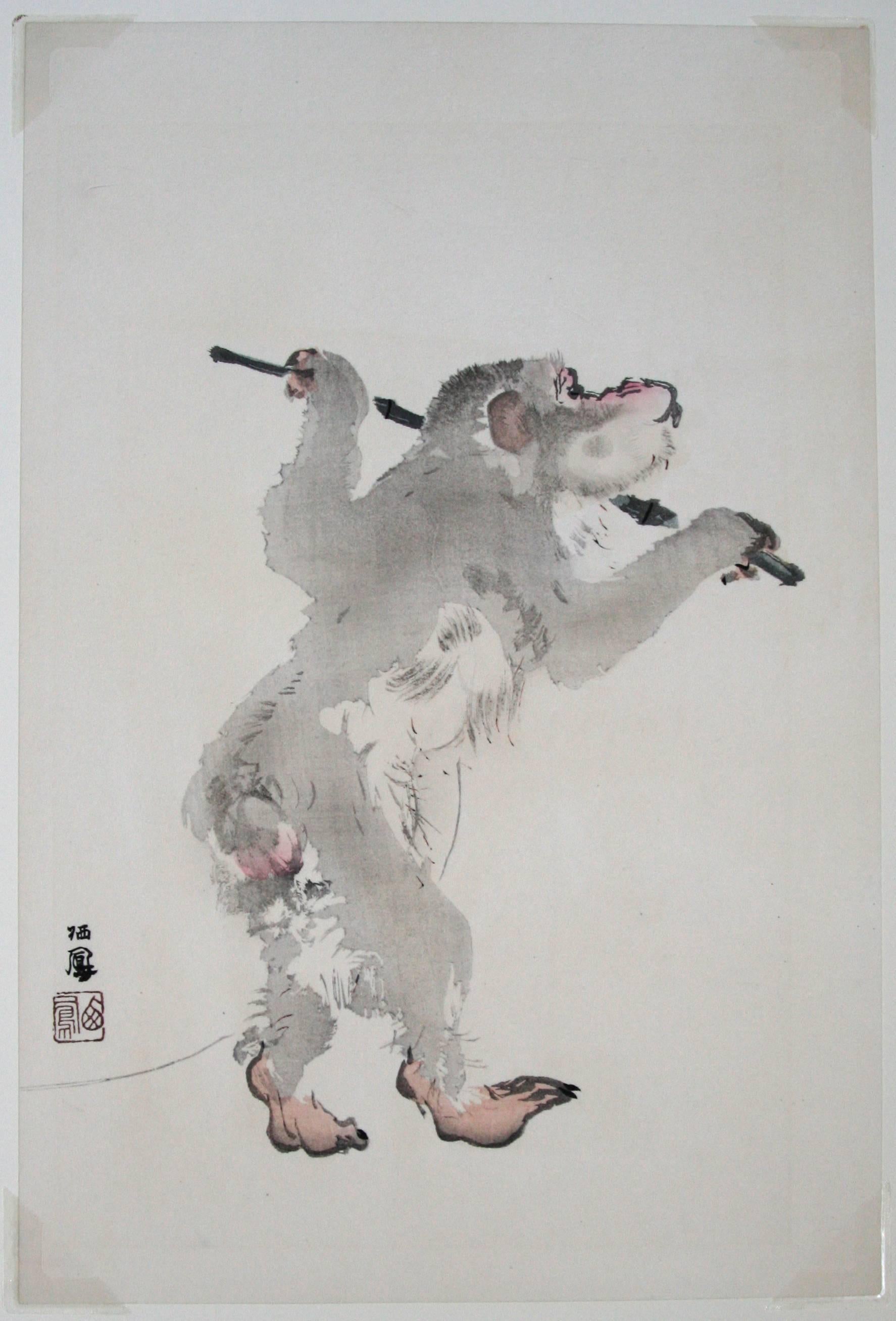 Dancing Monkey - Print by Takeuchi Seiho