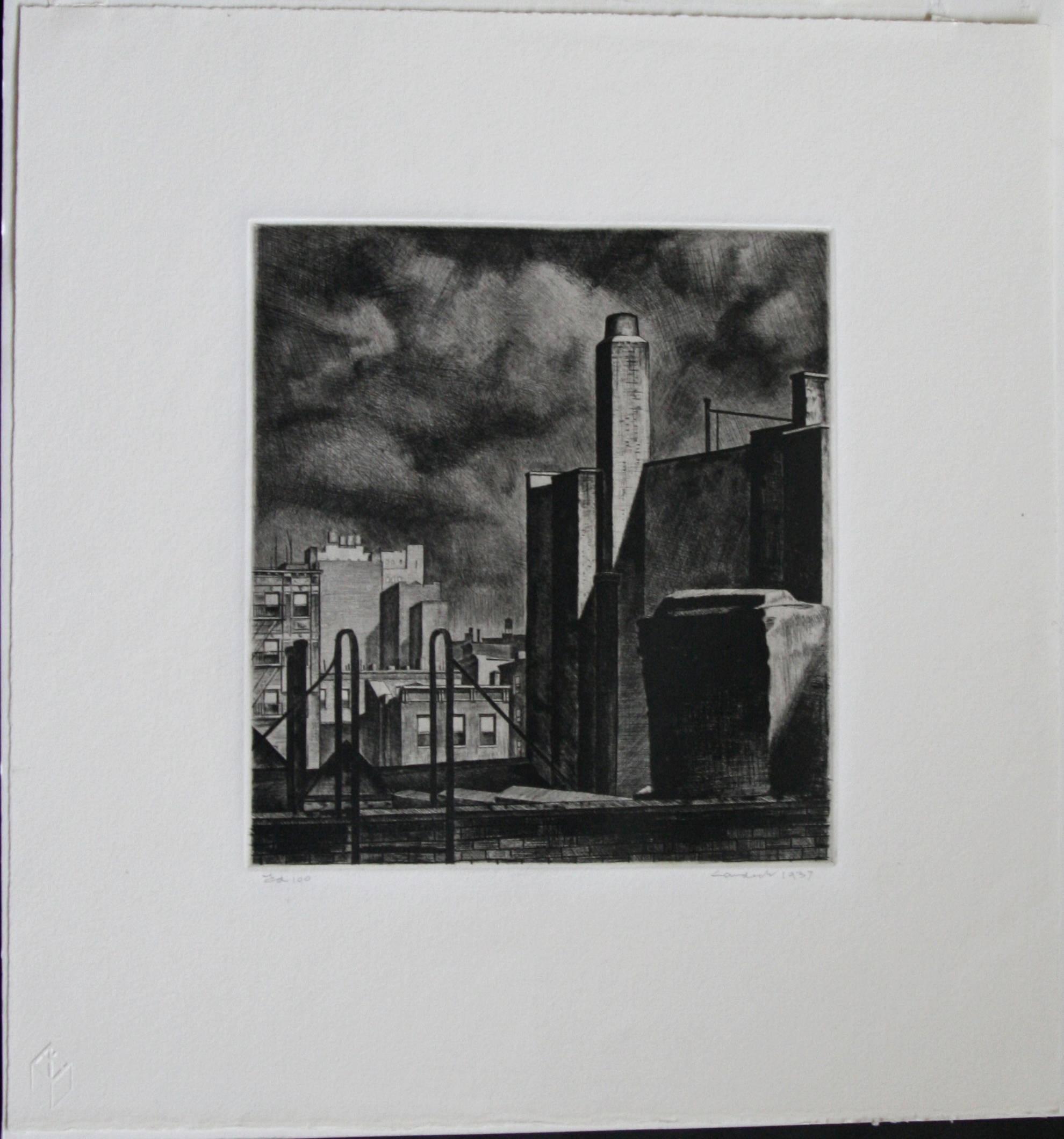 Herannahender Sturm (Amerikanische Moderne), Print, von Armin Landeck
