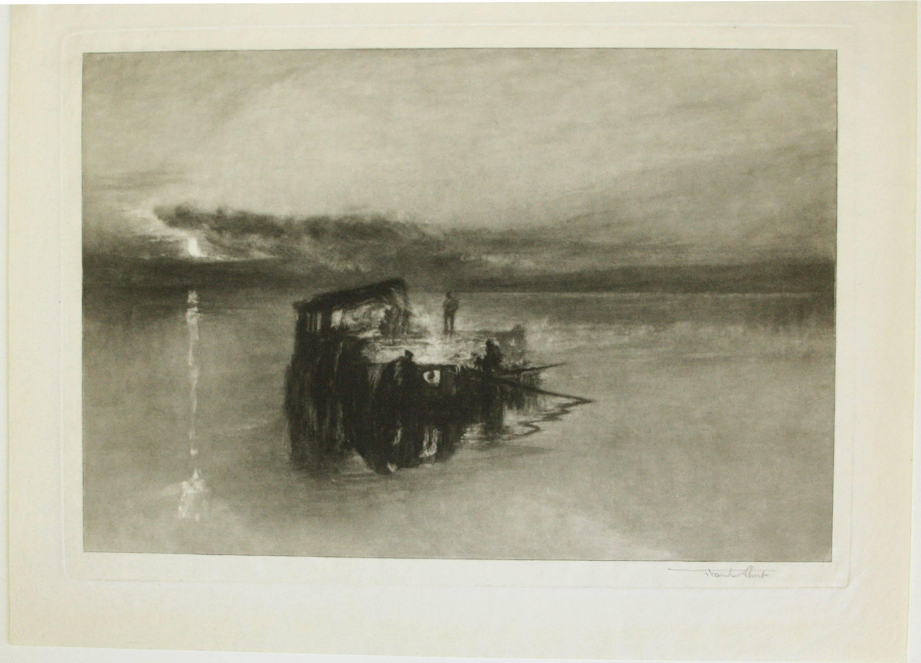 Timber Raft on the Rhine - Print by Sir Frank Short