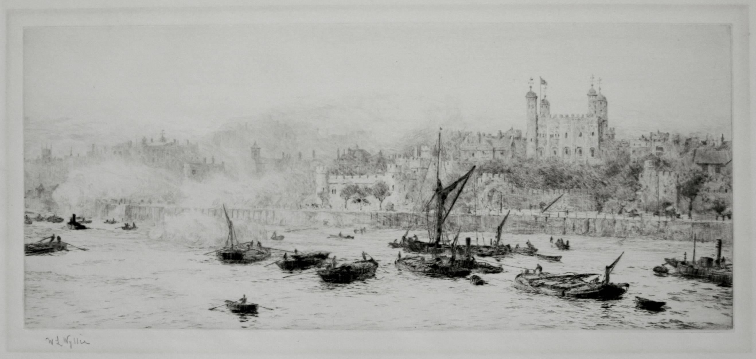 The Thames and the Tower of London - Print by William Lionel Wyllie, R.A., R.I., R.E.