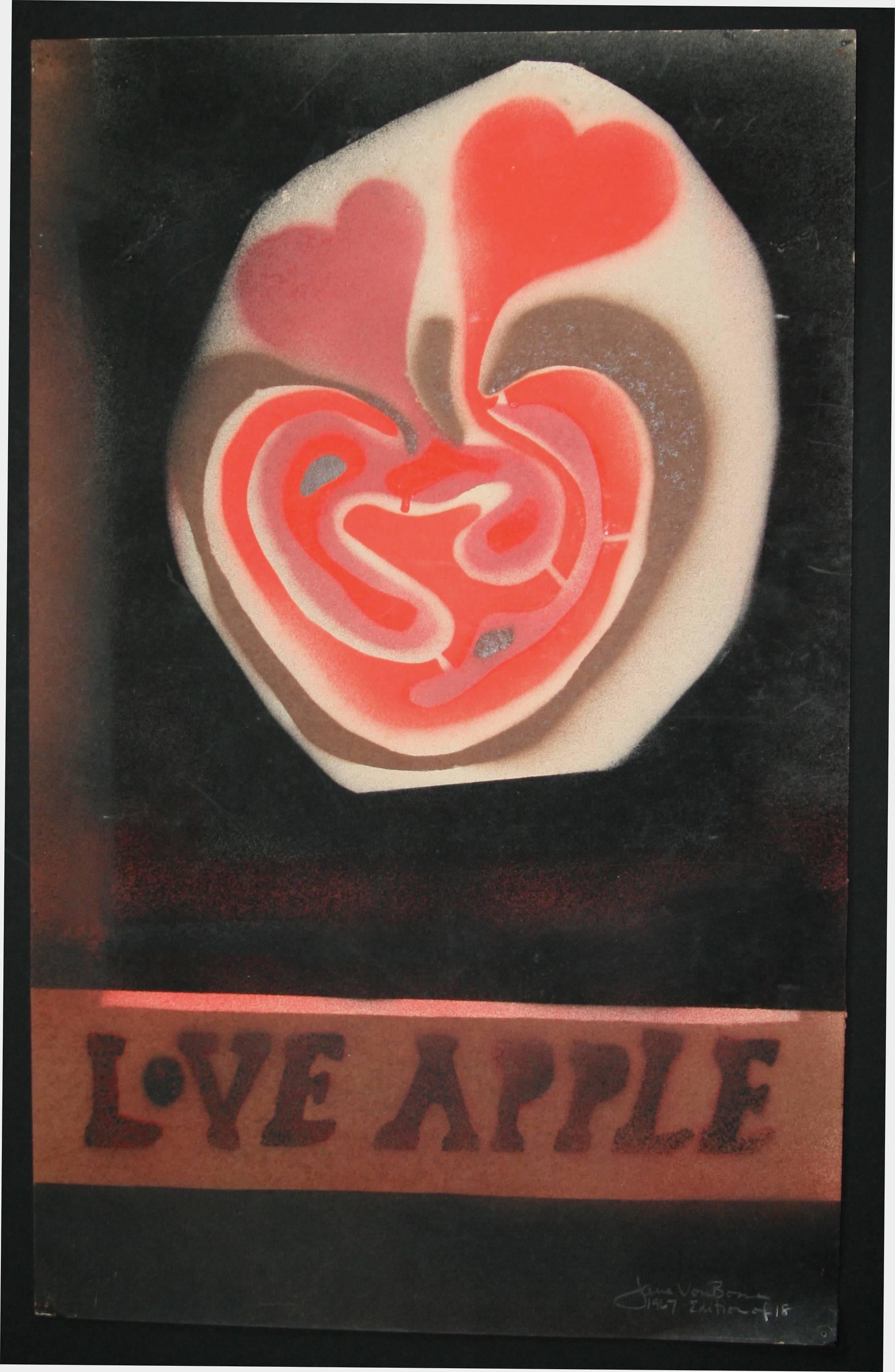 Love Apple (Black background) - American Modern Print by Jane Martin VonBosse