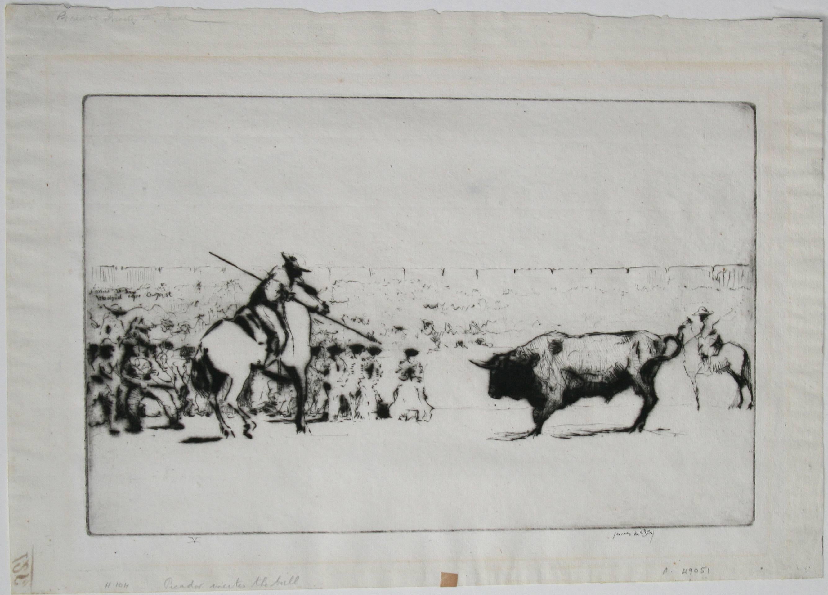The Picador Incites the Bull. - Print by James McBey.