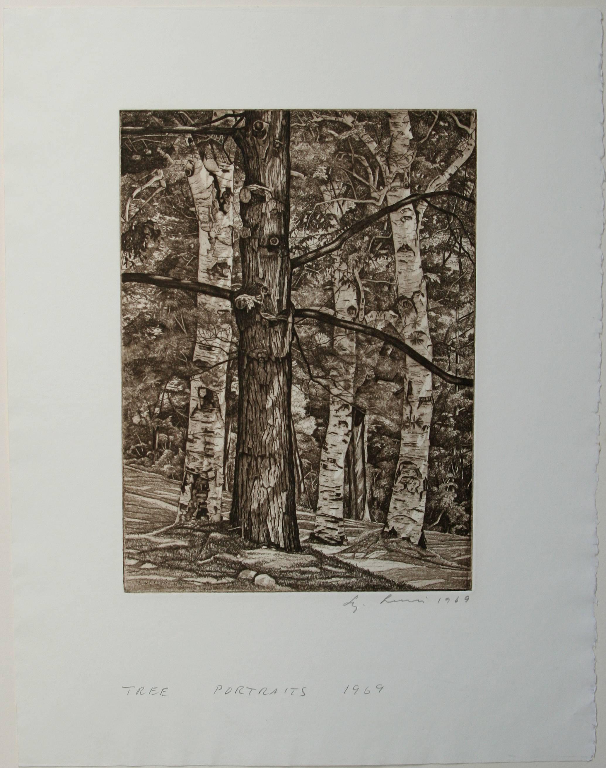Tree Portraits. - Print by Luigi Lucioni