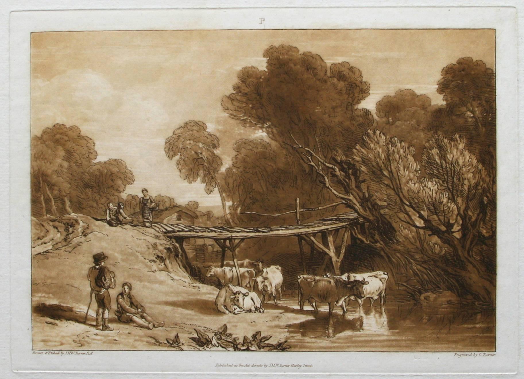 Bridge and Cows. - Print by J.M.W. Turner