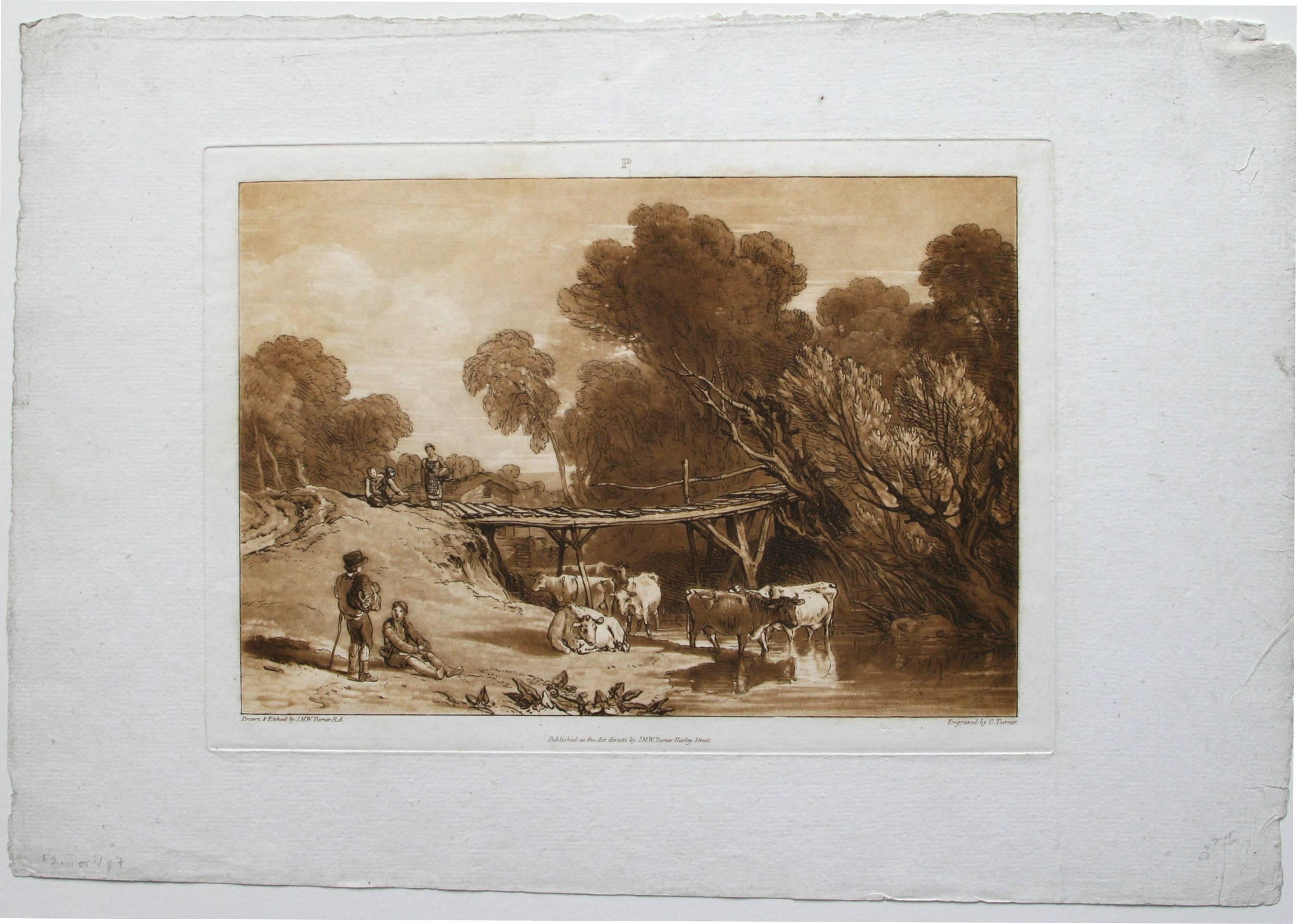Bridge and Cows. - Academic Print by J.M.W. Turner