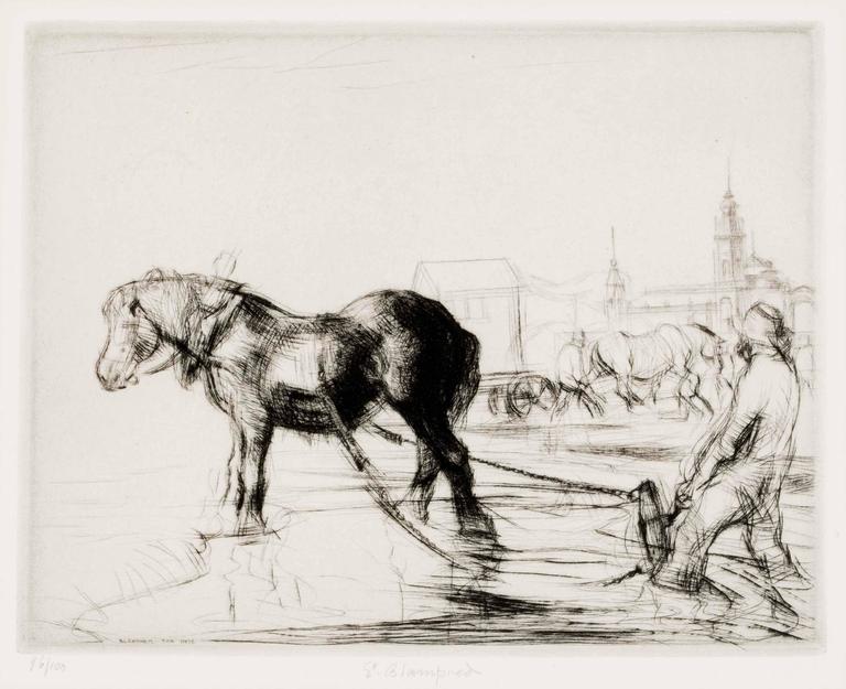 Ostend Horse - Print by Edmund Blampied