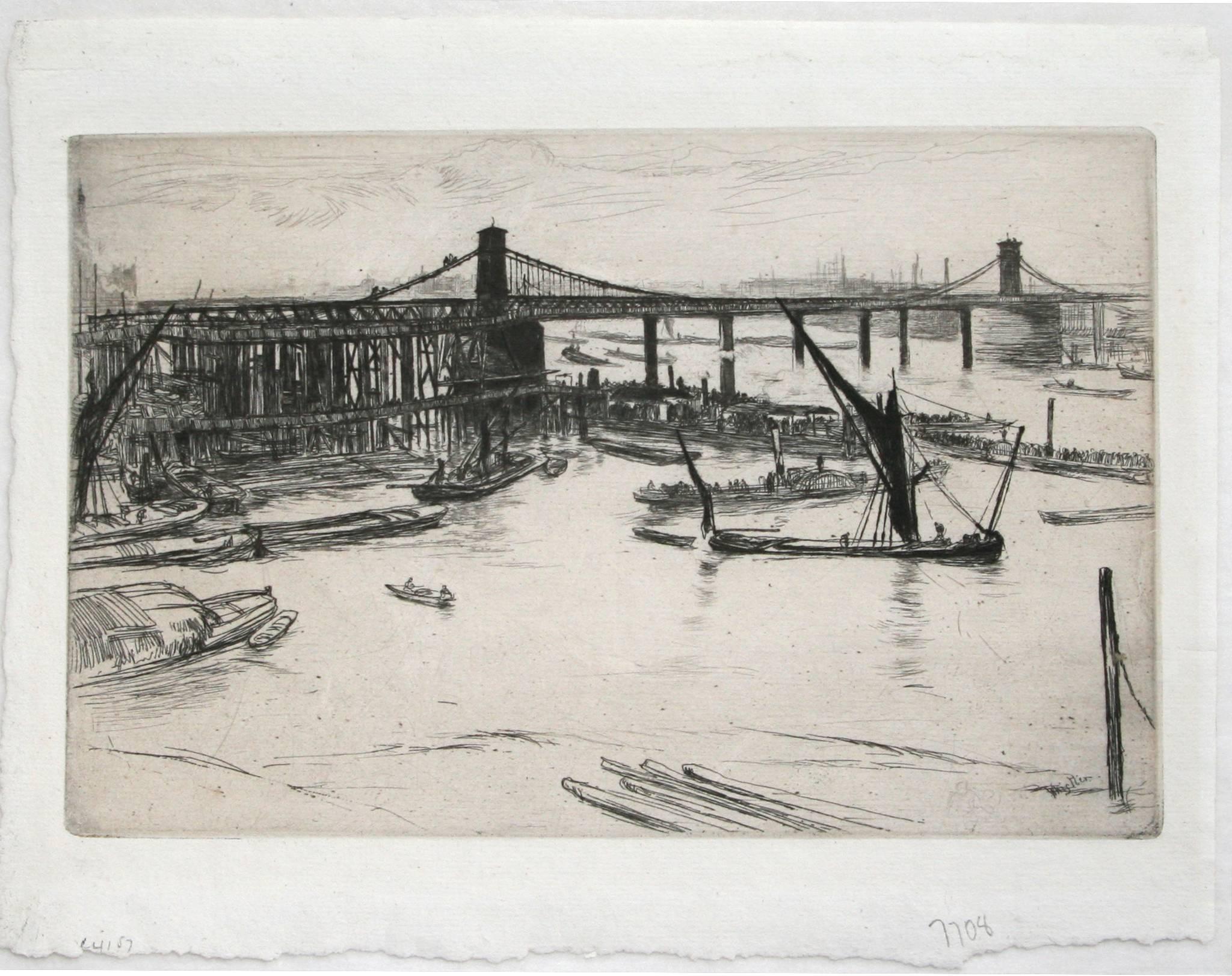 Old Hungerford Bridge - Print by James Abbott McNeill Whistler