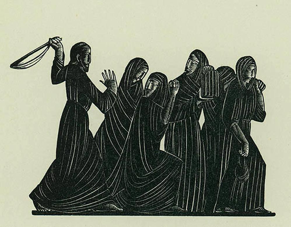 Eric Gill Figurative Print - Christ and the Money-Changers