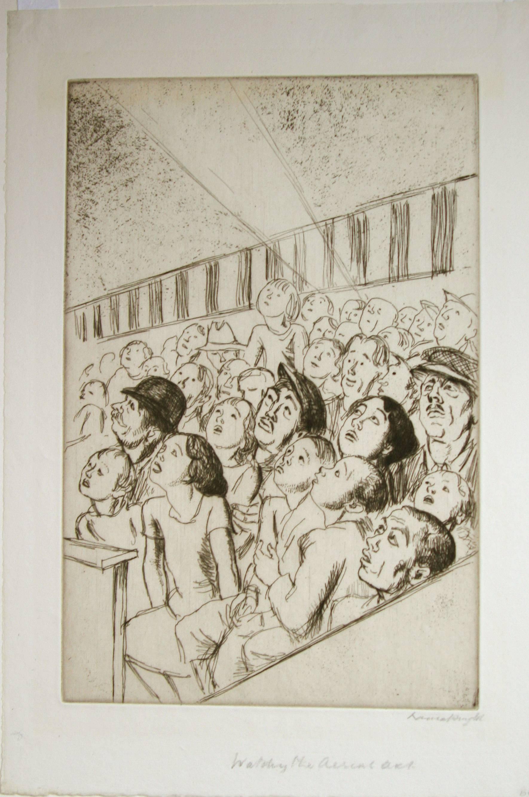 Watching the Aerial Act. - Print by Dame Laura Knight