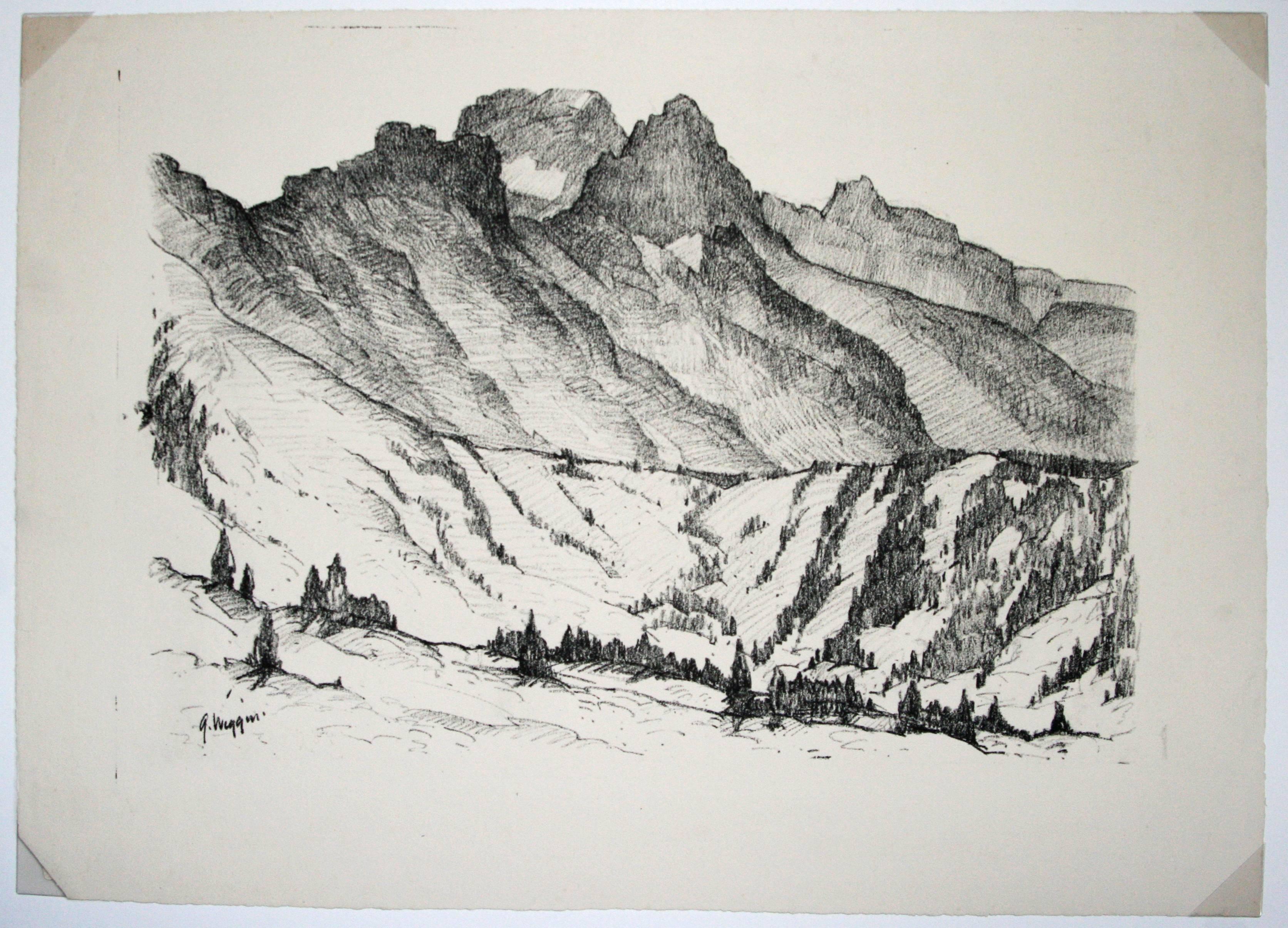 Guy Wiggins Landscape Print - Cascade Mountain Volcanoes: Glacier National Park, Montana. 