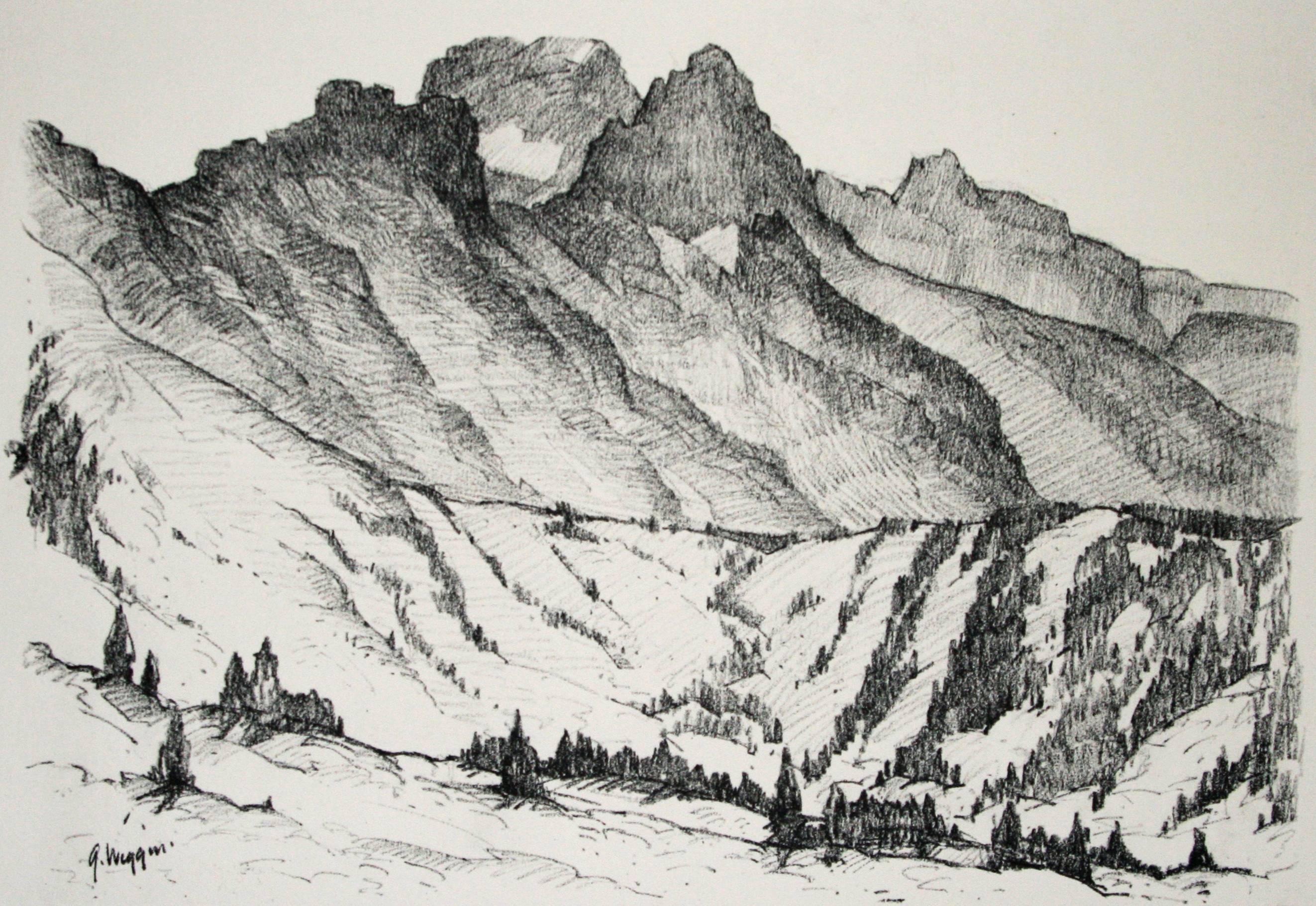 Cascade Mountain Volcanoes: Glacier National Park, Montana.  - Print by Guy Wiggins