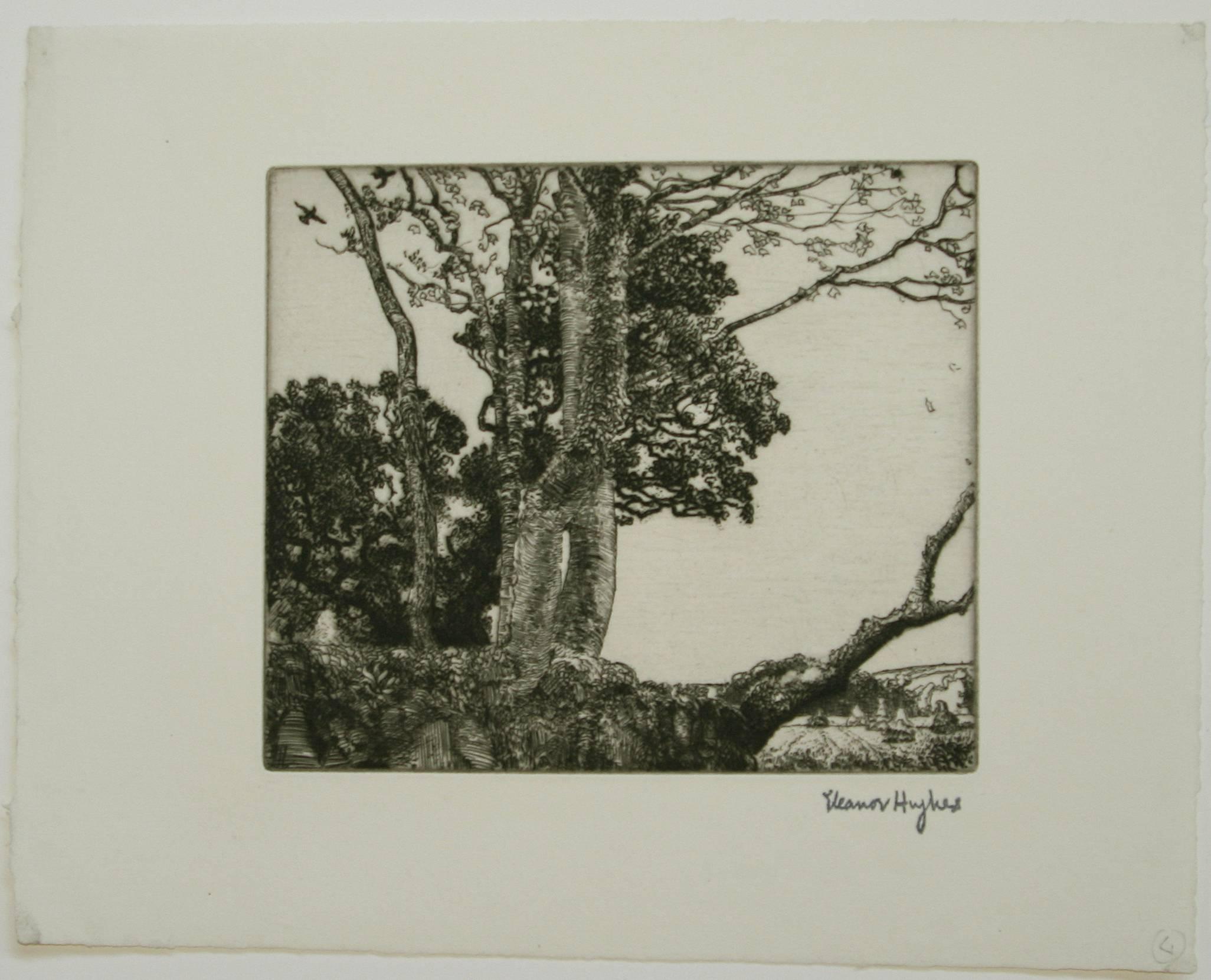Trees With Two Birds.  - Print by Eleanor Mary Hughes