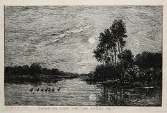 Moonrise along the banks of the Oise River