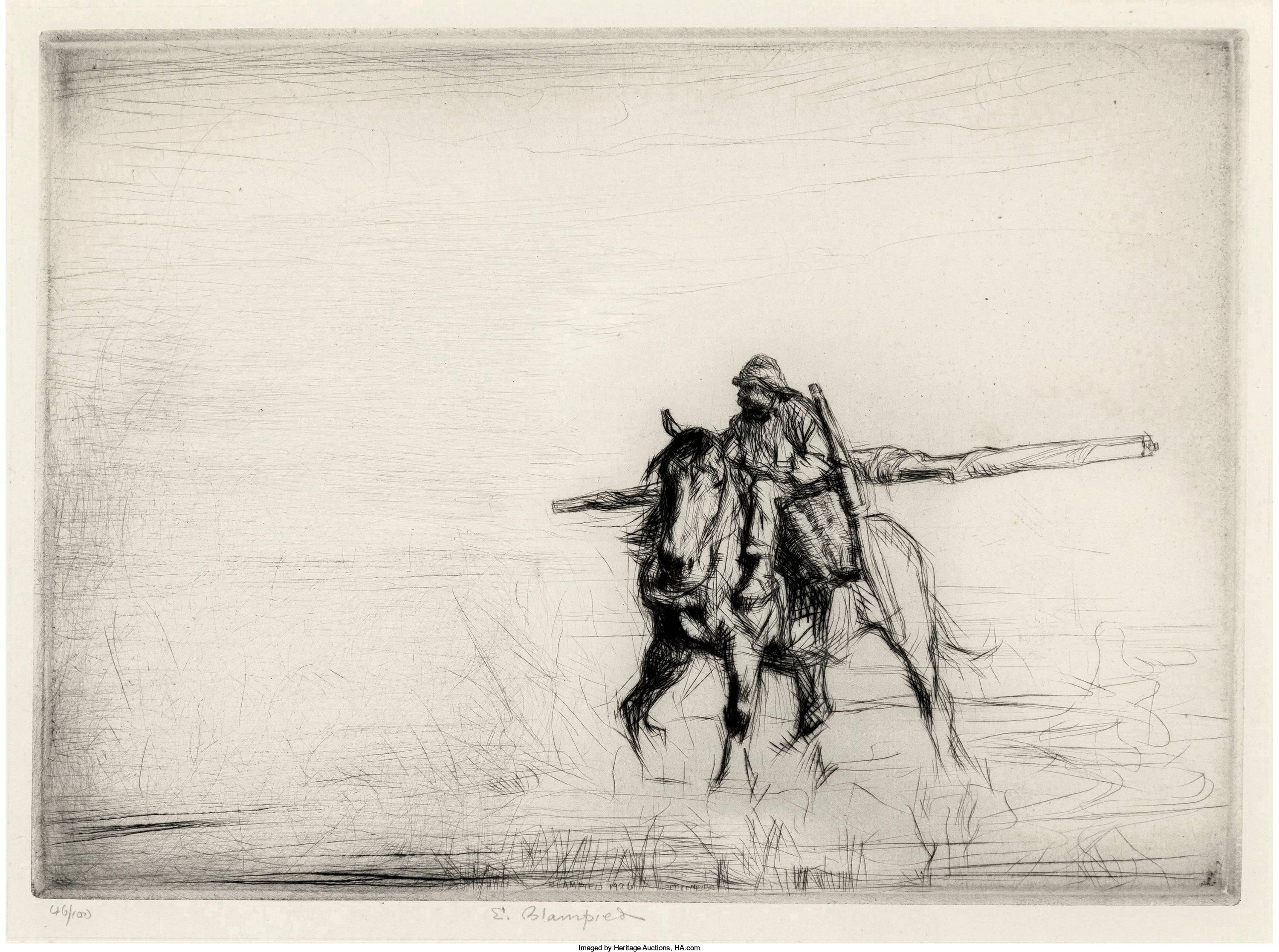 Ostend Shrimper. - Print by Edmund Blampied