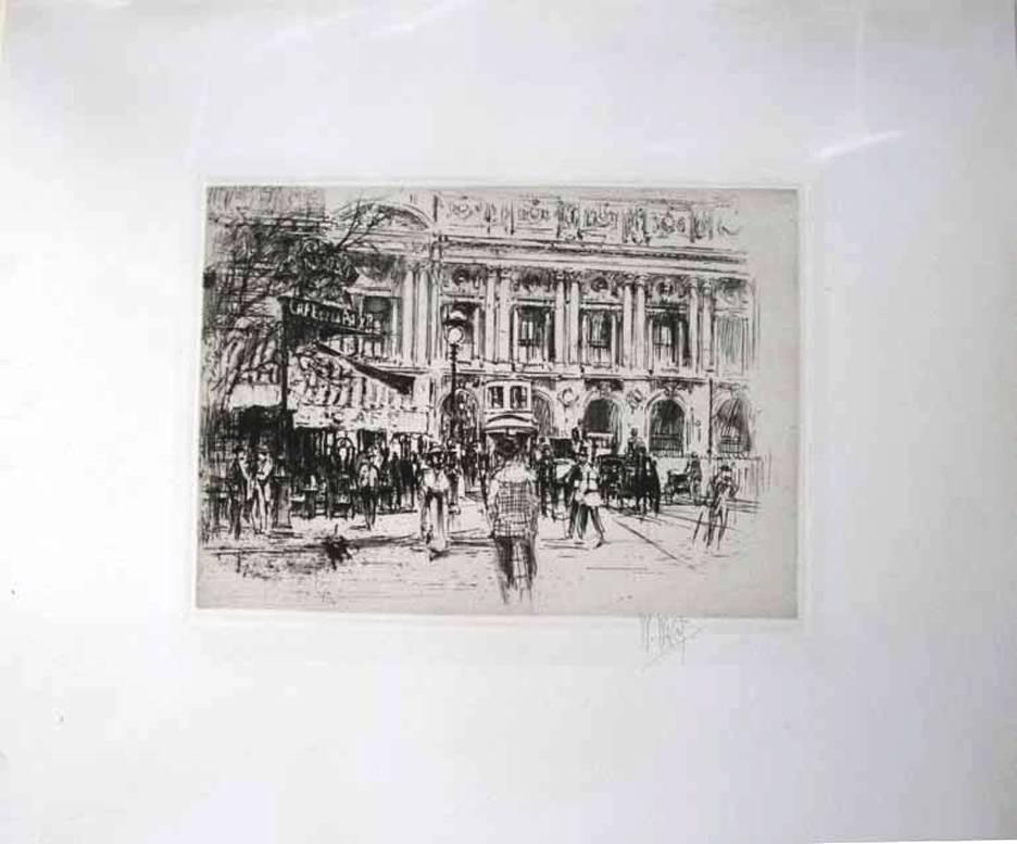 Café de la Paix, place de l'Opéra, Paris. - Print by William Walcot, R.E., Hon.R.I.B.A.