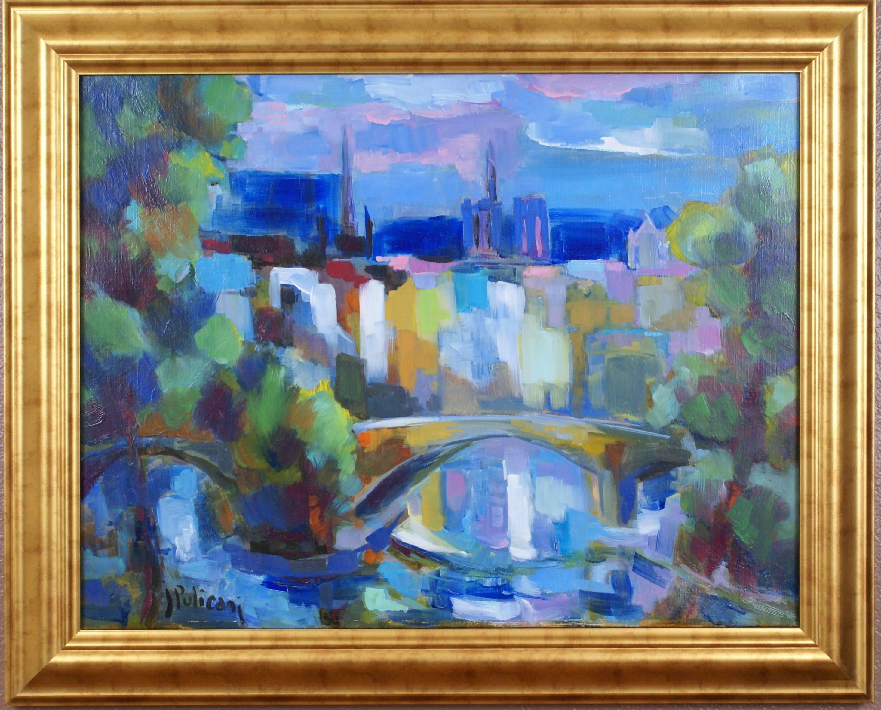 Landscape Painting Jean Pulicani - {Notre Dame de la rivière Seine:: Paris}