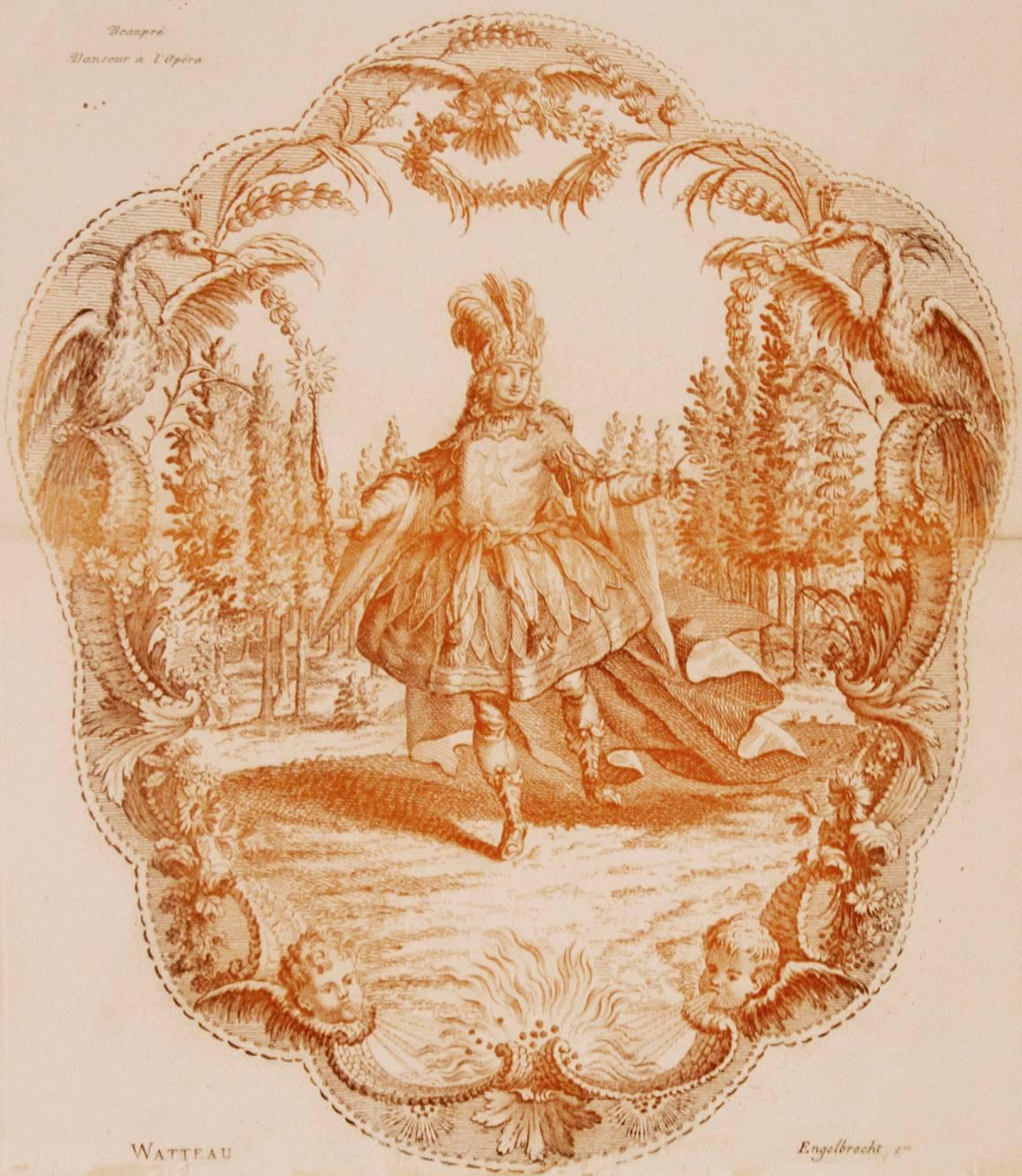 Jean-Antoine Watteau Figurative Print -  Beaupré,  Danseur à l'Opéra (Beaupré, dancer at the Opera)