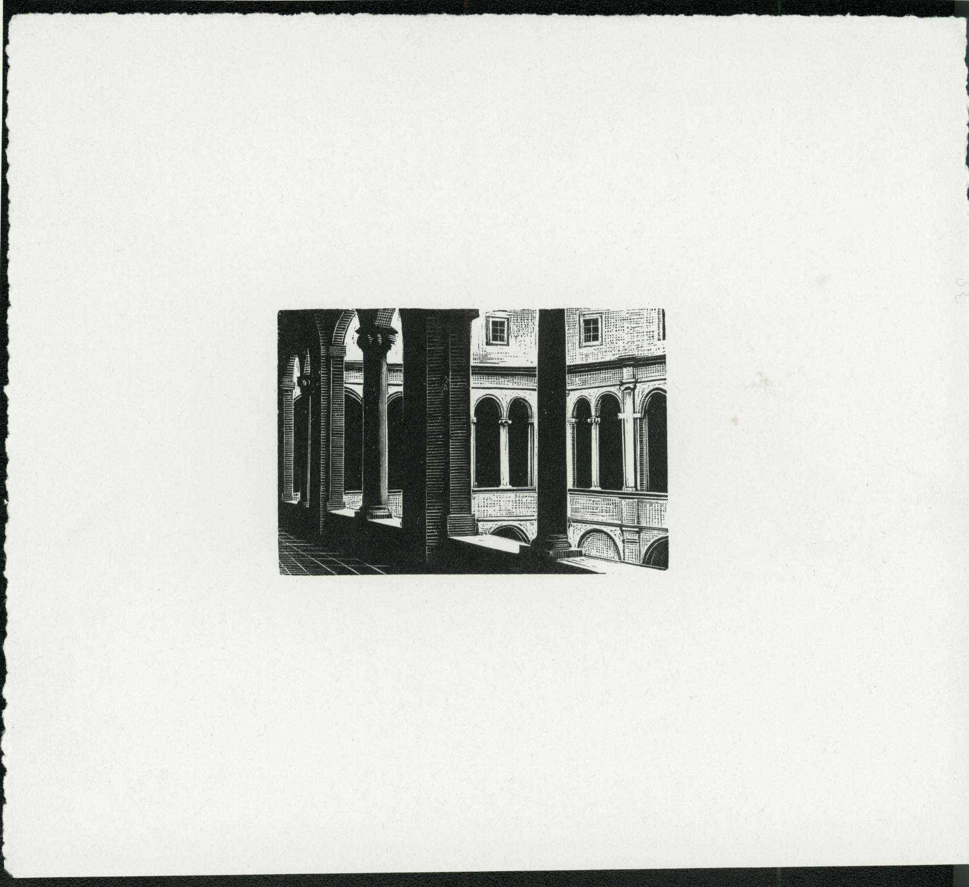 Fogg Museum Courtyard [Harvard University, Cambridge, Massachusetts] – Print von Thomas Willoughby Nason