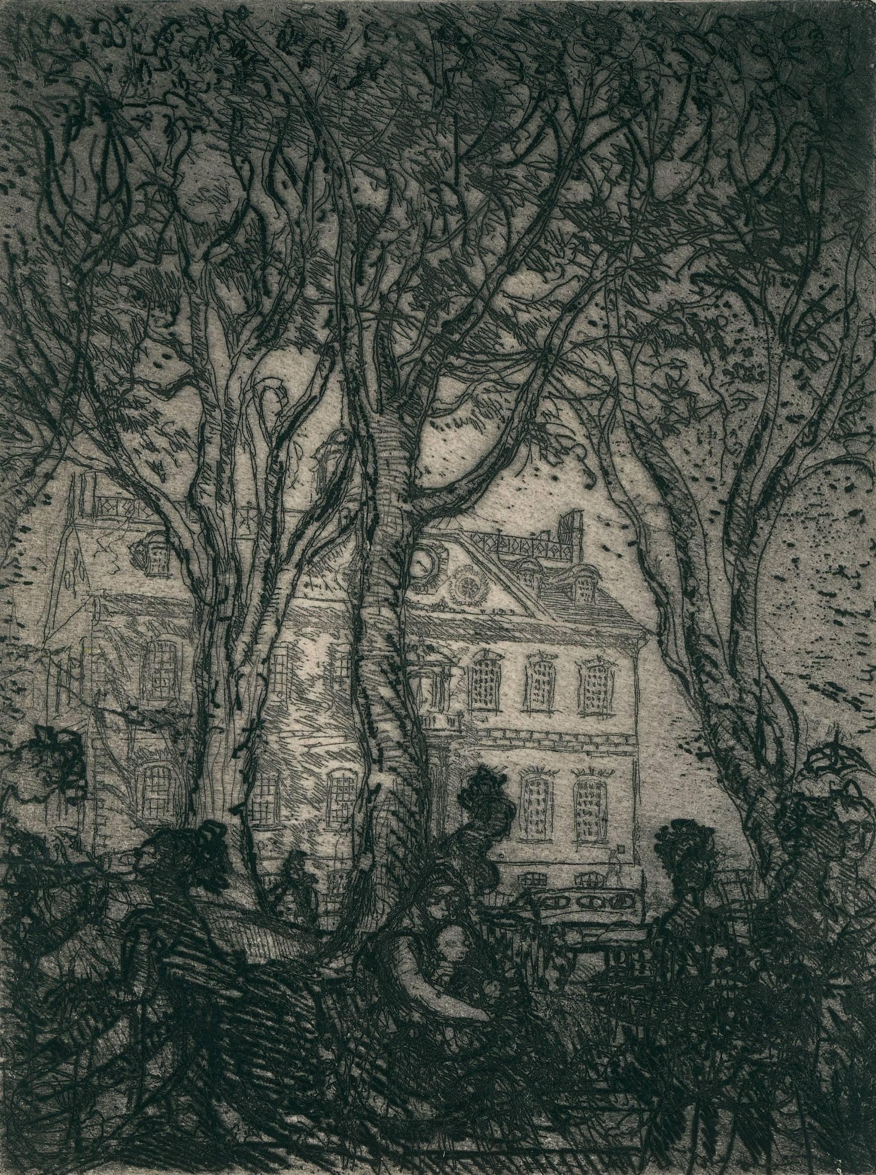 Clifford Isaac Addams Figurative Print – Old Colony Statehouse, Newport, Rhode Island