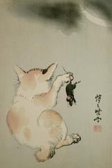 Cat and Mouse Beneath a Crescent Moon.