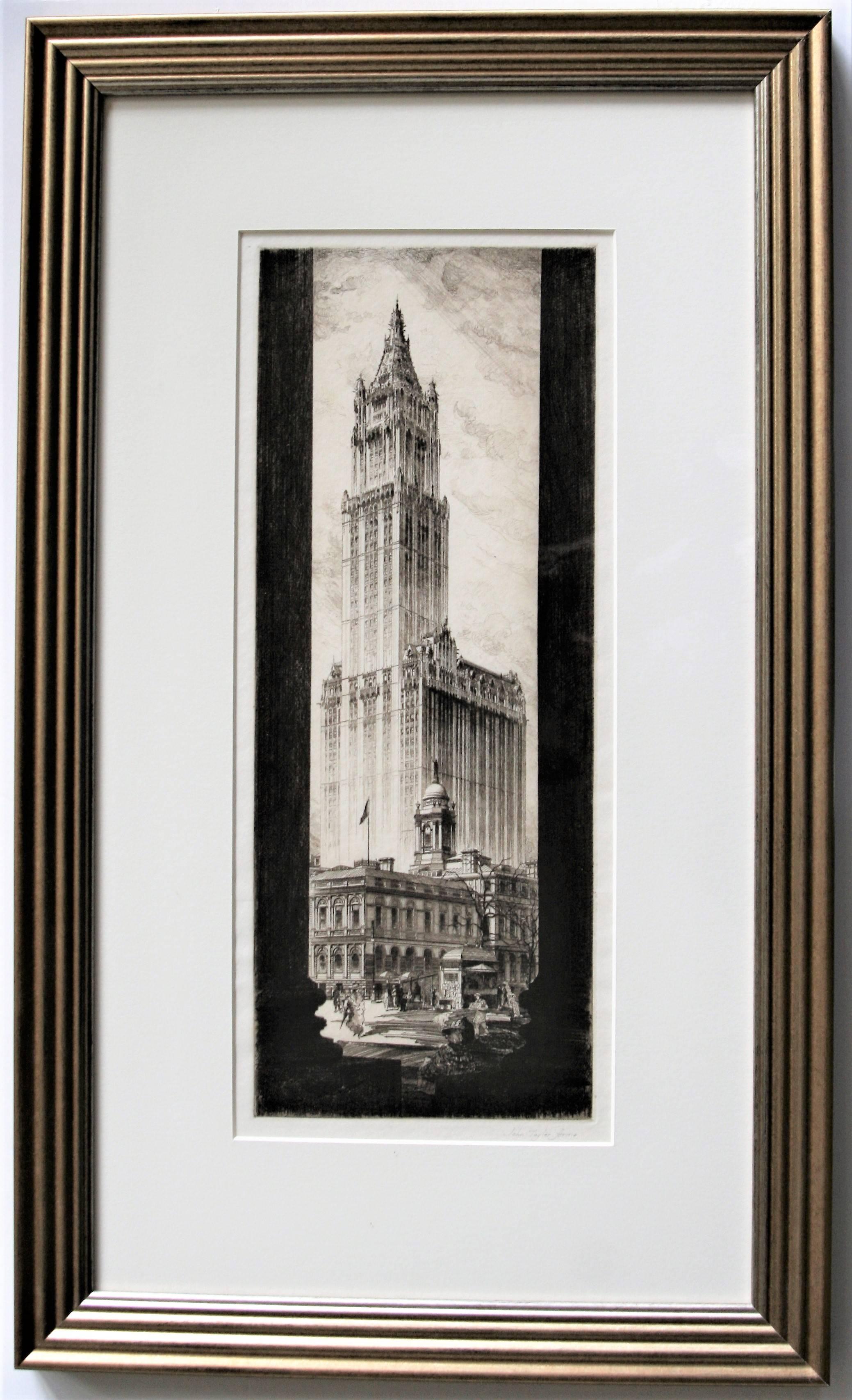 John Taylor Arms Abstract Print - American Cathedral (The Woolworth Building).