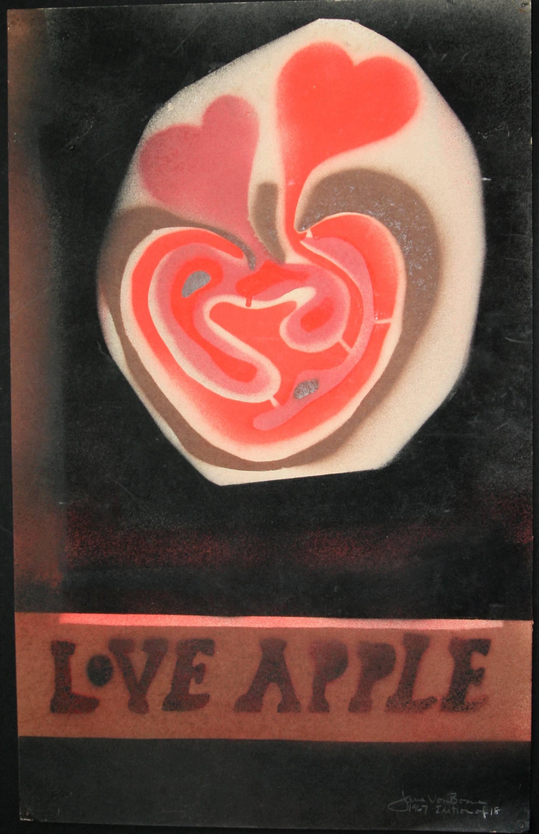 Love Apple (Black background) - Print by Jane Martin VonBosse