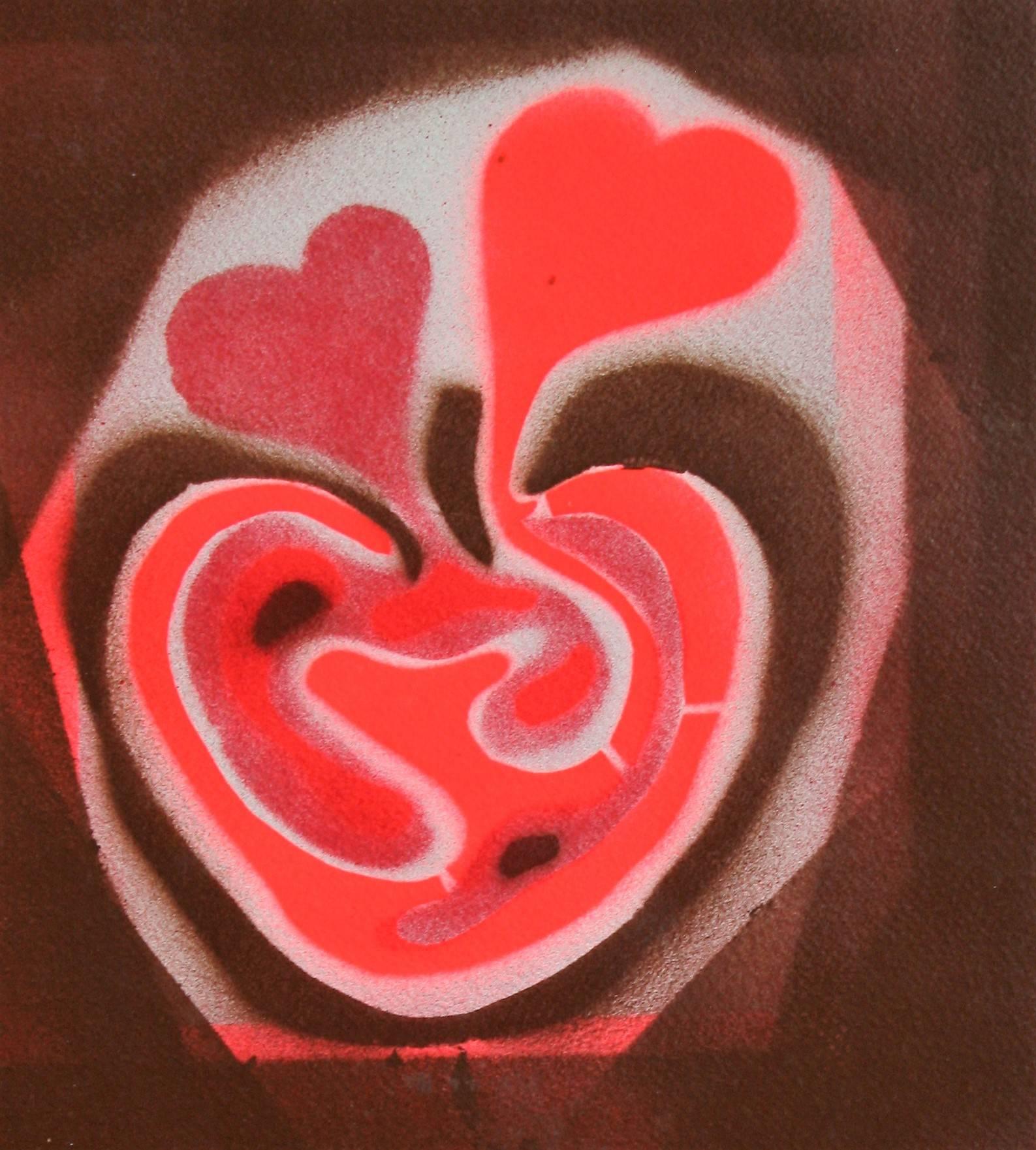 Love Apple (Brown background).  - American Modern Print by Jane Martin VonBosse