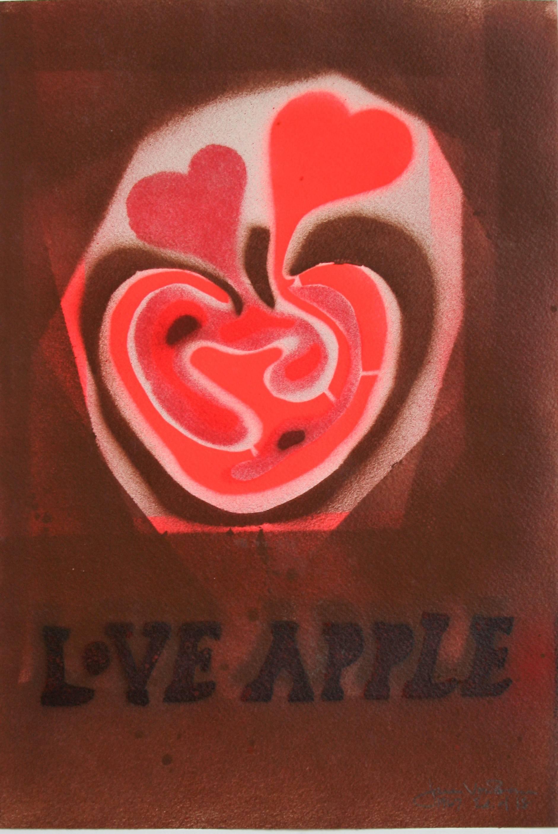 Love Apple (Brown background).  - Print by Jane Martin VonBosse