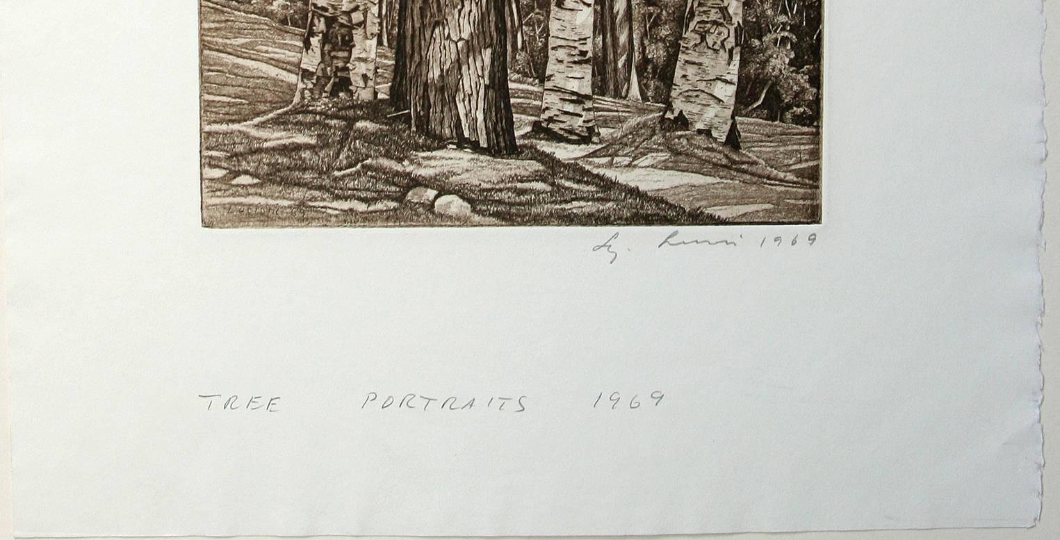 Tree Portraits. - American Modern Print by Luigi Lucioni