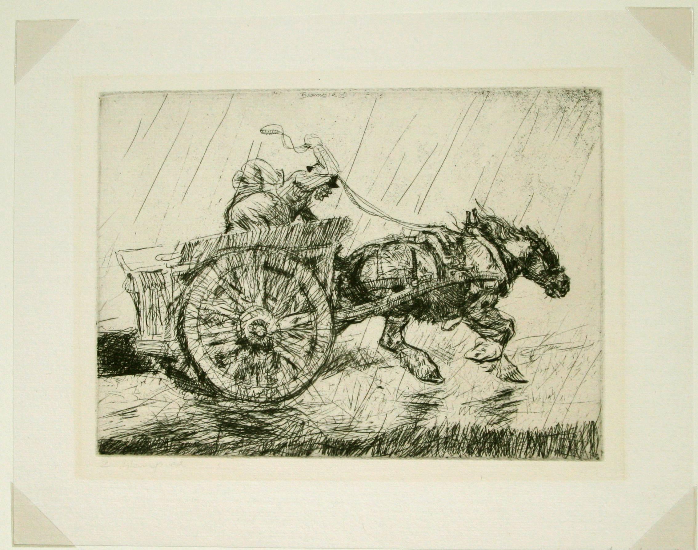 Rentrer à la maison sous la pluie - Print de Edmund Blampied