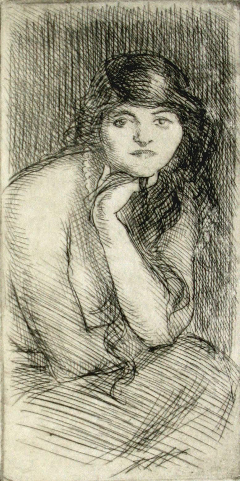 Woman with Hand to Her Chin - Print by John Sloan