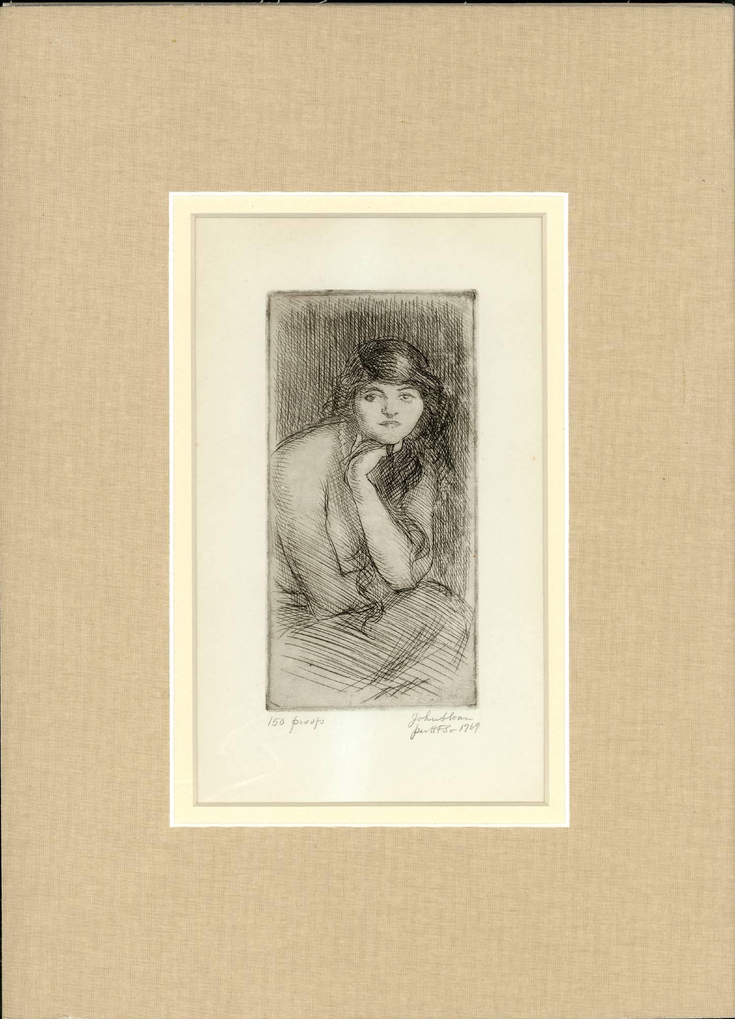 John Sloan Portrait Print - Woman with Hand to Her Chin