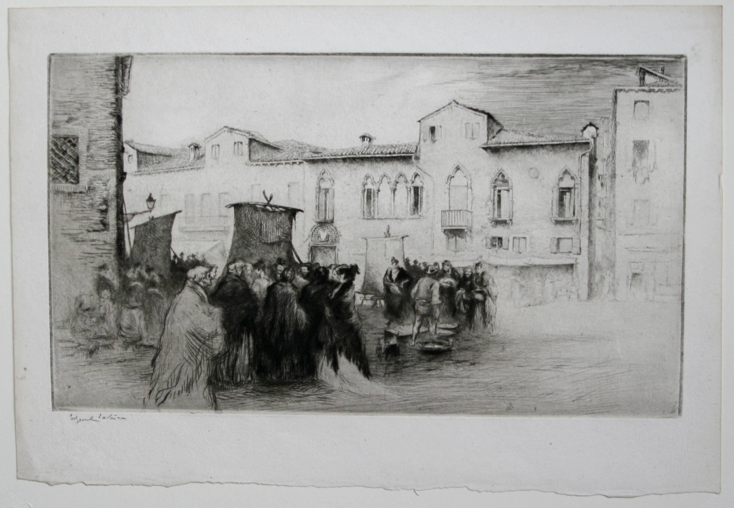 Campo Santa Margherita, Venise. - Print by Edgar Chahine