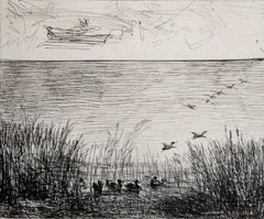 Antique Le marais aux canards (Marsh with Ducks).