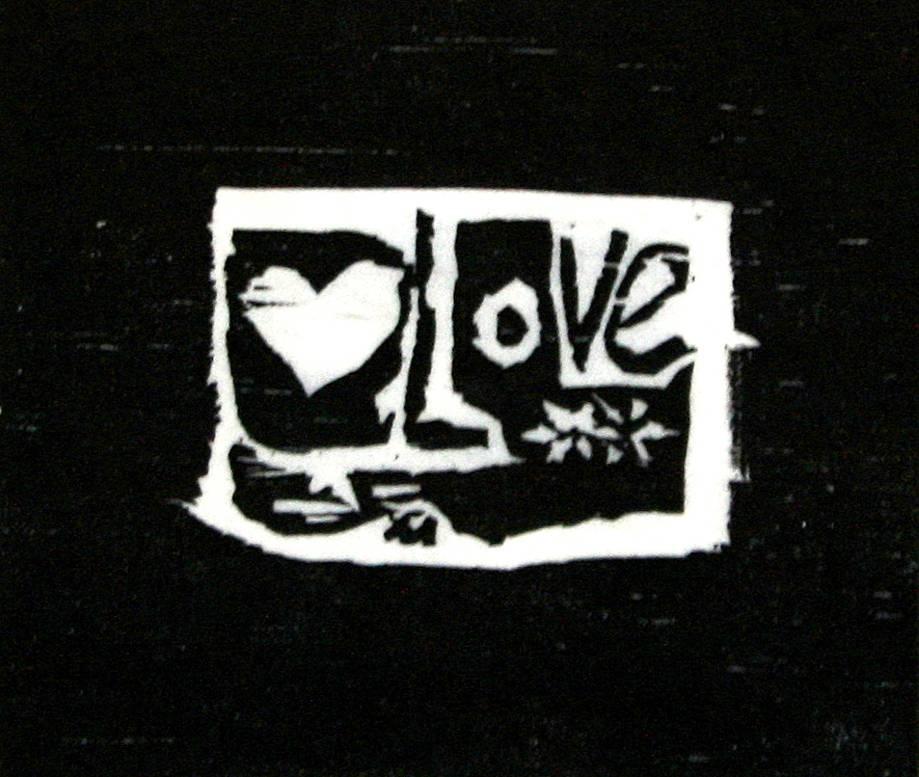 Jane Martin VonBosse Figurative Print - Love (black background).