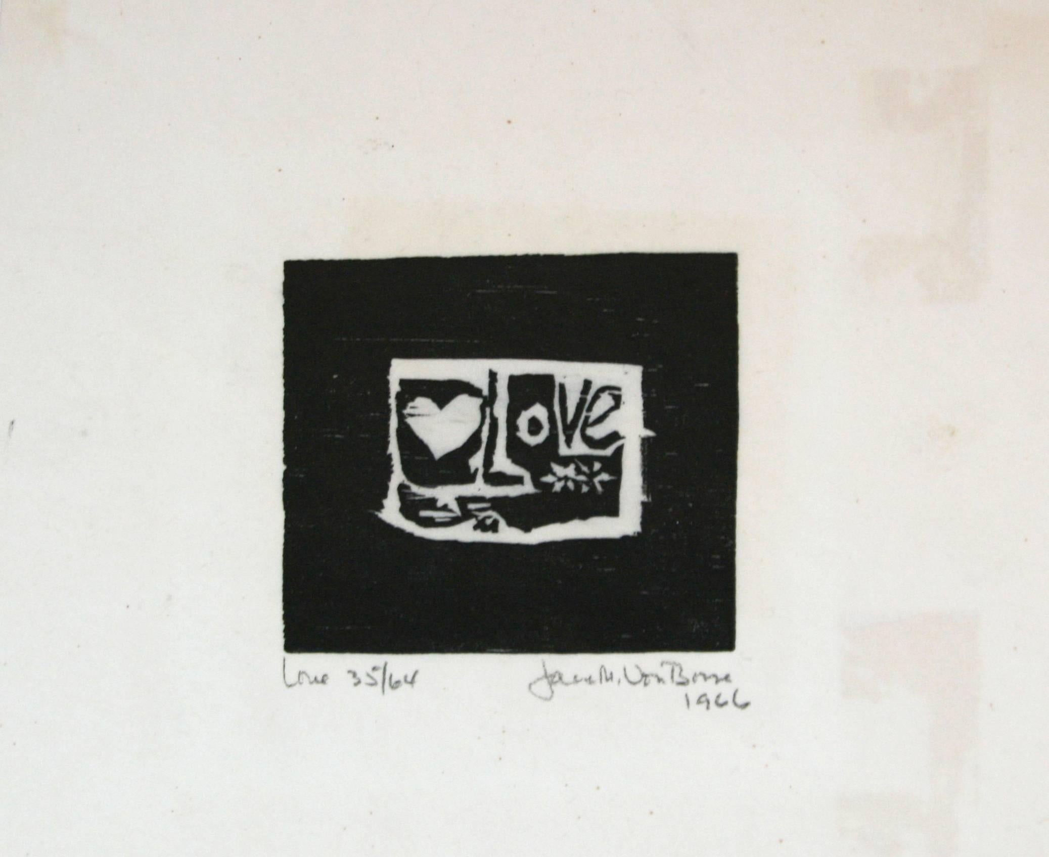 Love (black background). - Print by Jane Martin VonBosse