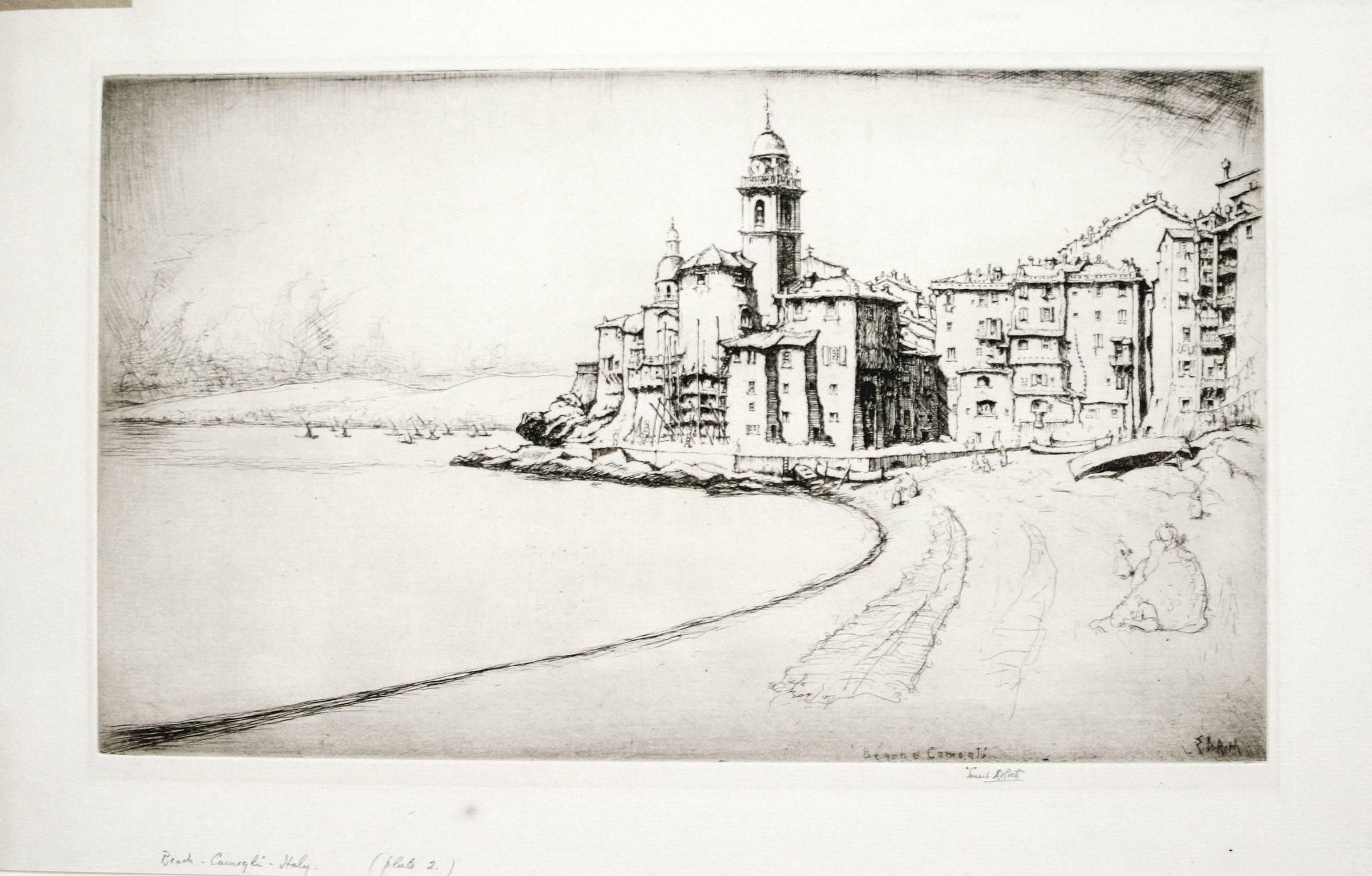 Ernest David Roth Figurative Print - The Beach -- Camogli -- Italy (plate 2)