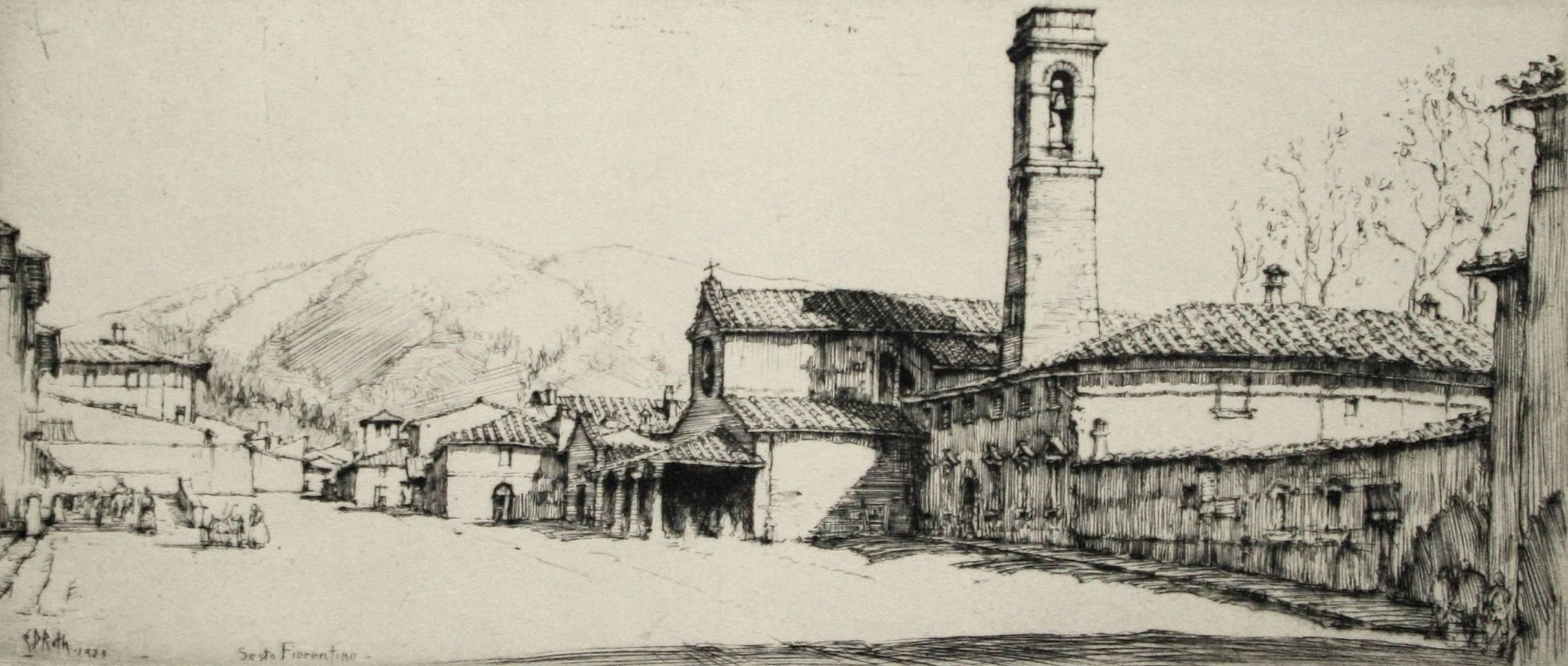 Ernest David Roth Figurative Print - Sesto Fiorentino. (Pieve of San Martino)