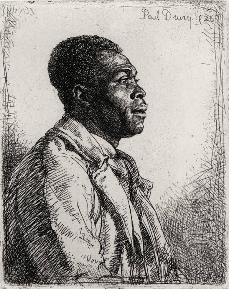 Paul Dalou Drury R.E. Portrait Print - Head of a Negro. 