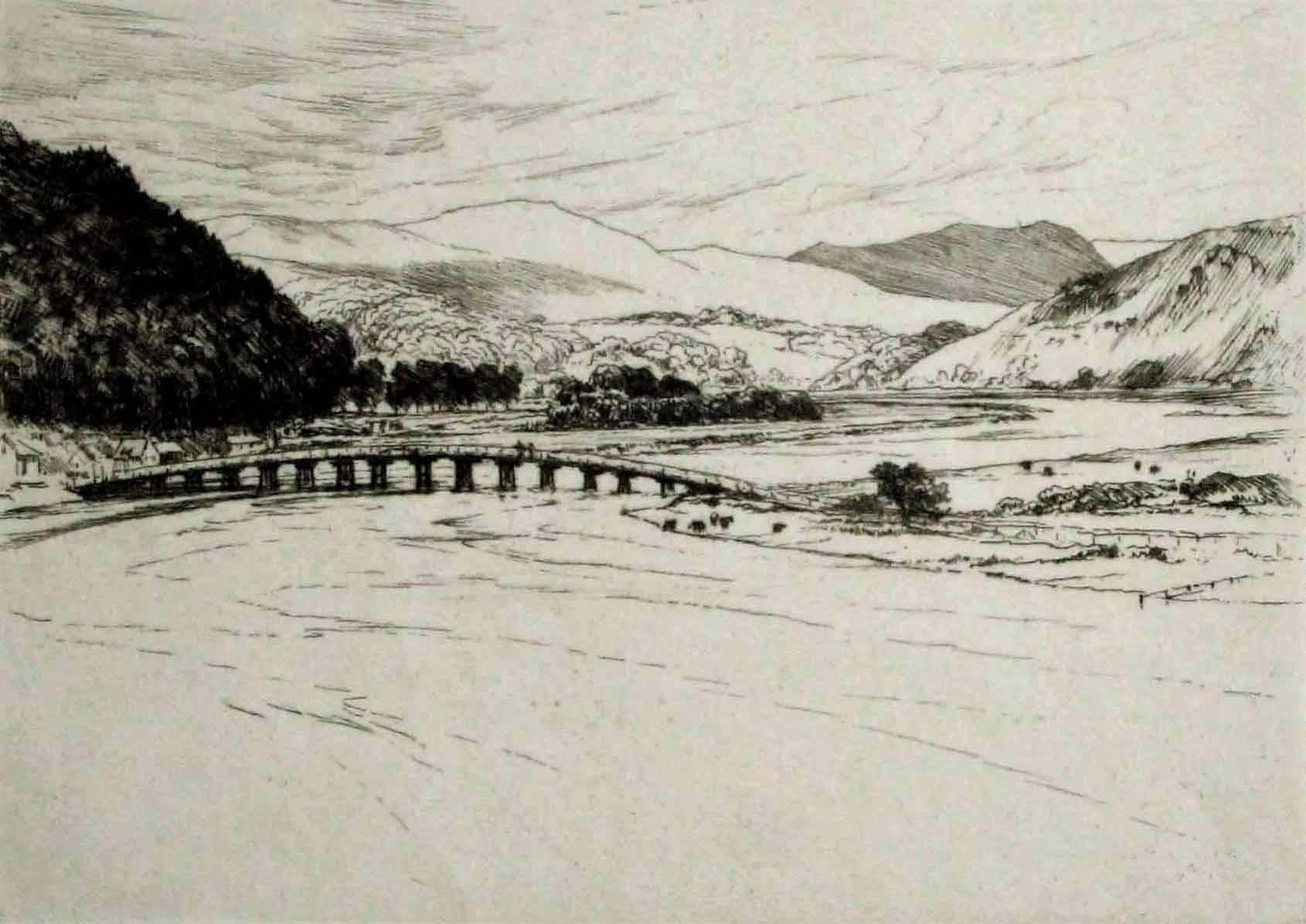 Percival Gaskell, R.E. Figurative Print - Penmaenpool Bridge (wALES)
